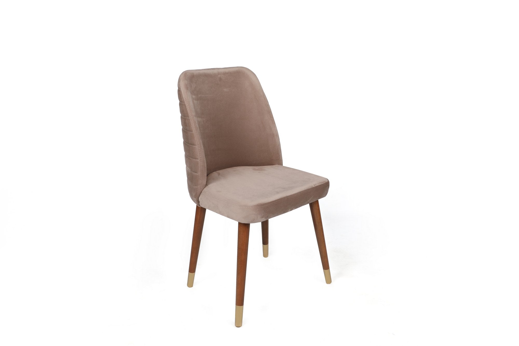 Set of 4 Hugo 384 Velvet Dining Chairs in Beige, Walnut and Gold – product image 4