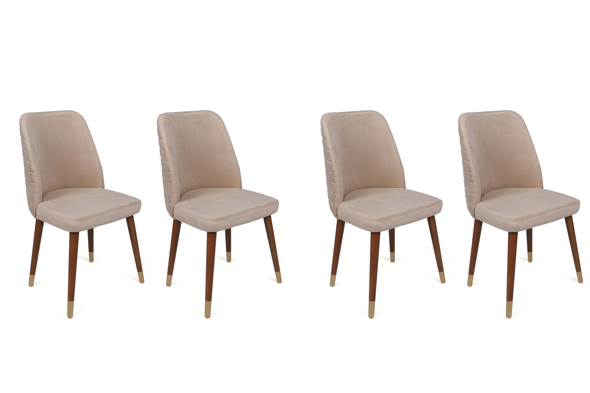 Set of 4 Hugo 387 Velvet Dining Chairs in Cream and Gold