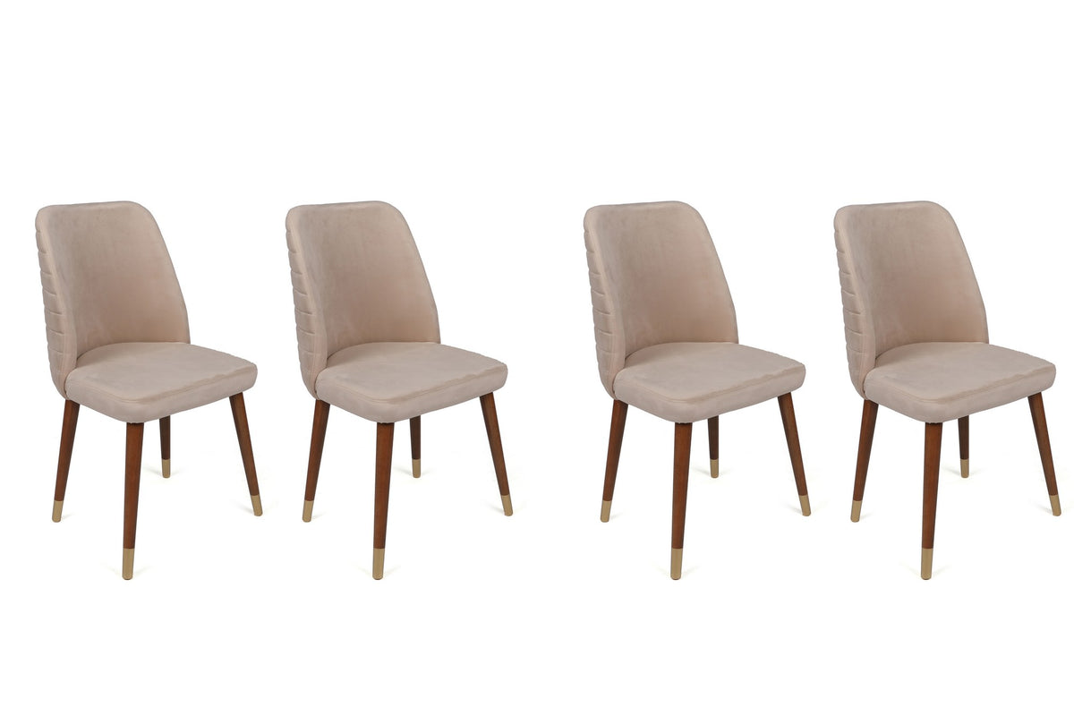 Set of 4 Hugo 387 Velvet Dining Chairs in Cream and Gold – product image 1