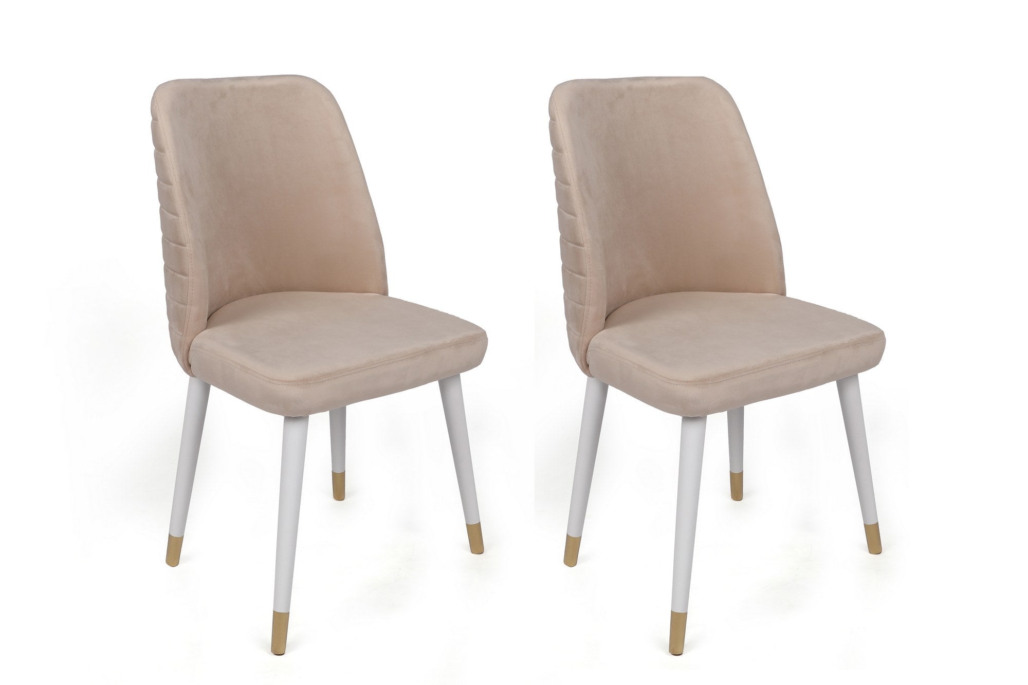 Set of 4 Hugo 407 Velvet Dining Chairs in Cream, White and Gold – product image 2