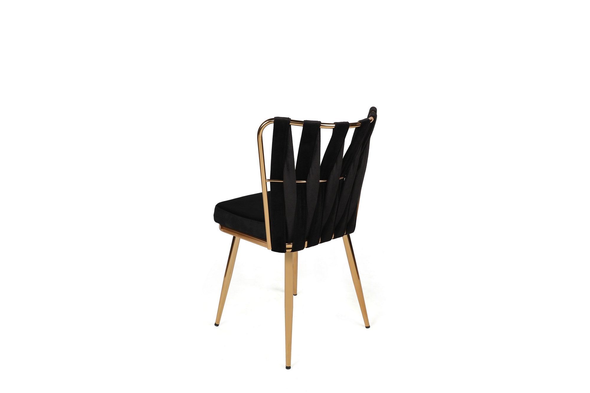 Set of 4 Kuşaklı 211 Velvet Dining Chairs in Black and Gold – product image 5