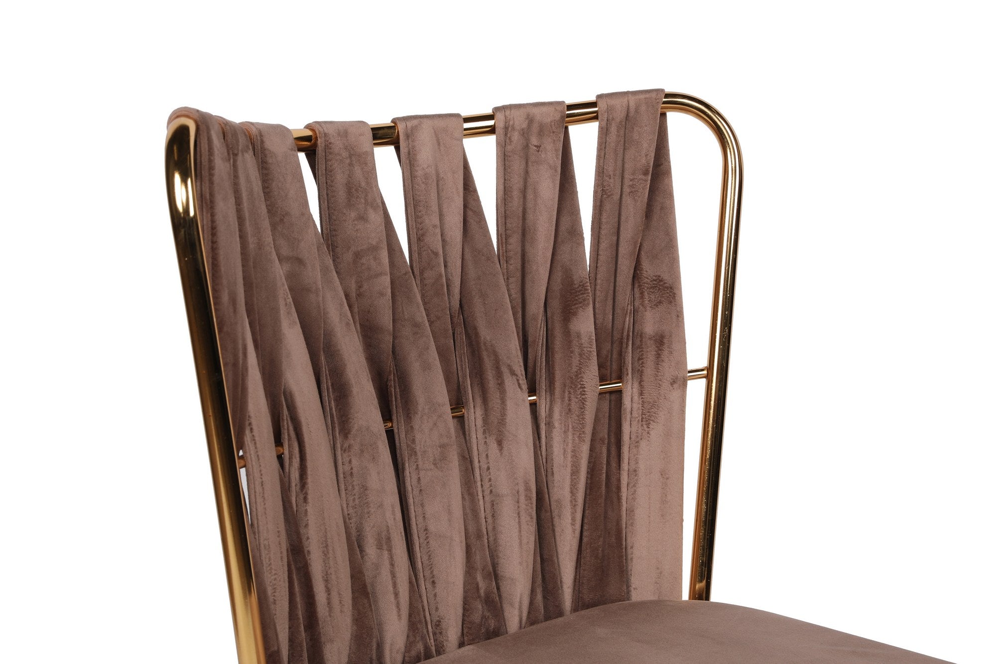 Set of 4 Kuşaklı 213 Velvet Dining Chairs in Light Brown and Gold – product image 4