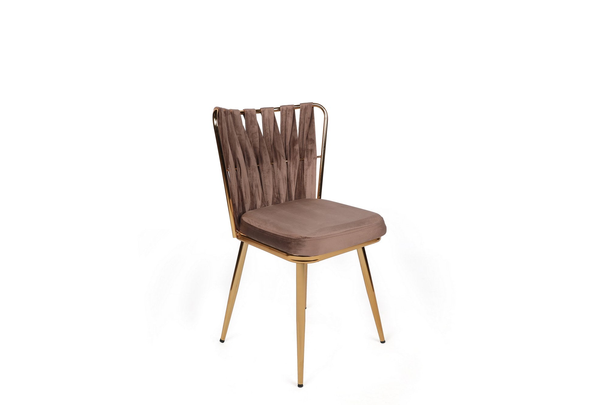 Set of 4 Kuşaklı 213 Velvet Dining Chairs in Light Brown and Gold – product image 5