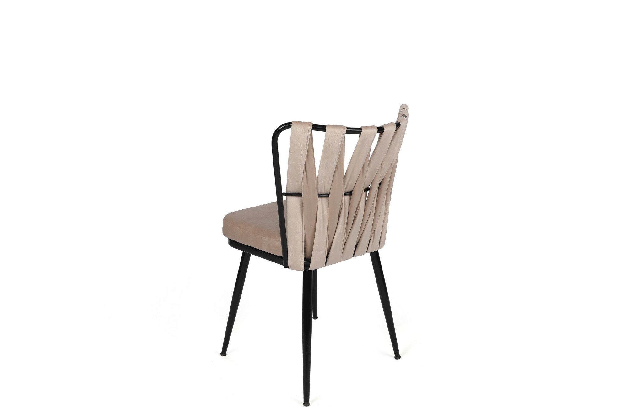 Set of 4 Kuşaklı 221 Velvet Dining Chairs in Cream and Black – product image 3