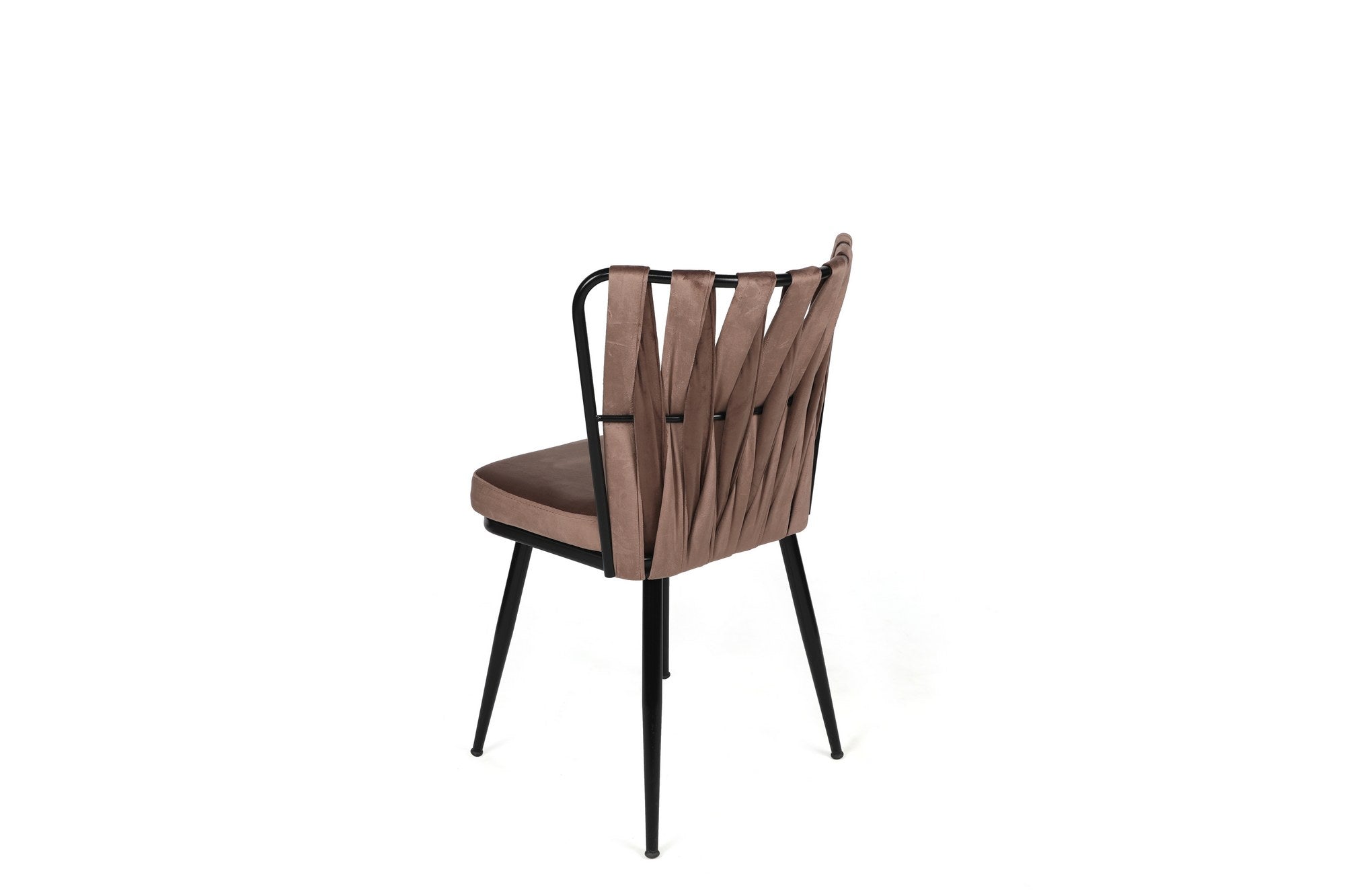 Set of 4 Kuşaklı 233 Velvet Dining Chairs in Light Brown and Black – product image 3