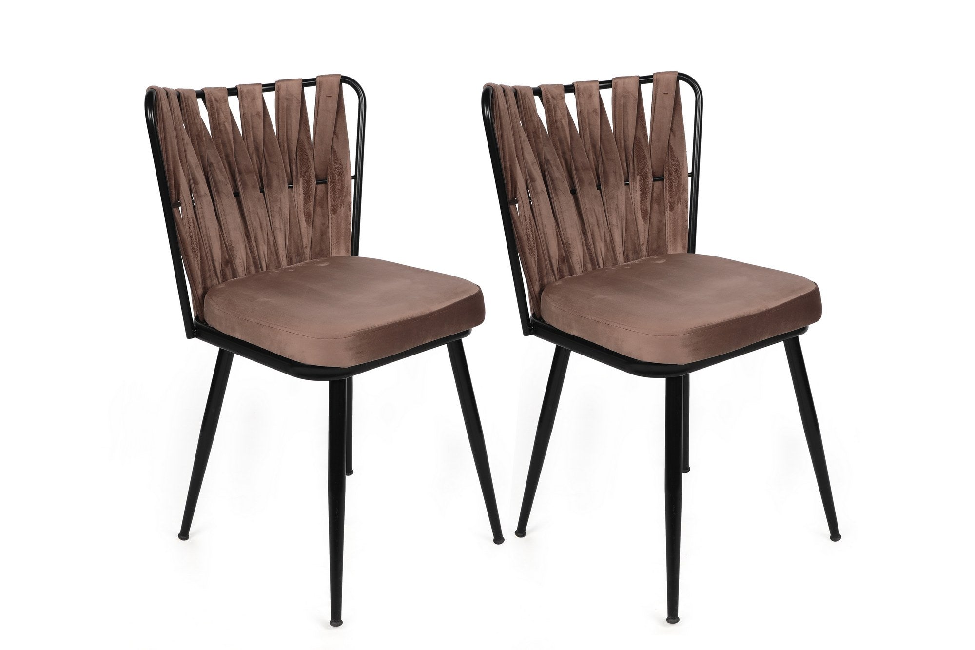 Set of 4 Kuşaklı 233 Velvet Dining Chairs in Light Brown and Black – product image 5