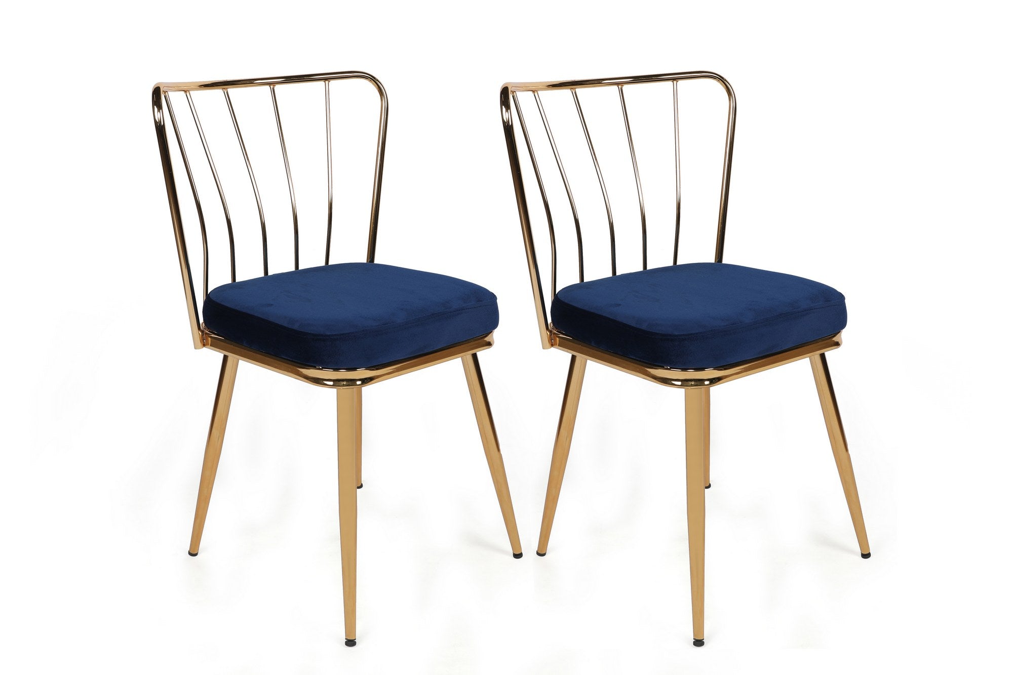 Set of 4 Yıldız 924 Velvet Dining Chairs in Dark Blue and Gold – product image 4