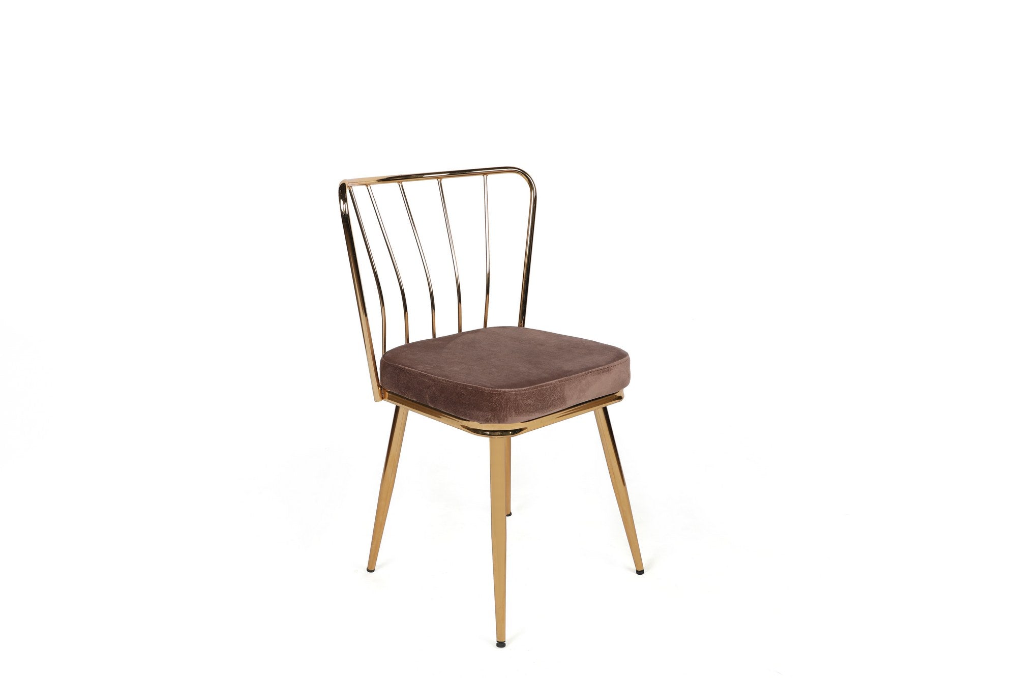 Set of 4 Yıldız 927 Velvet Dining Chairs in Light Brown and Gold – product image 2