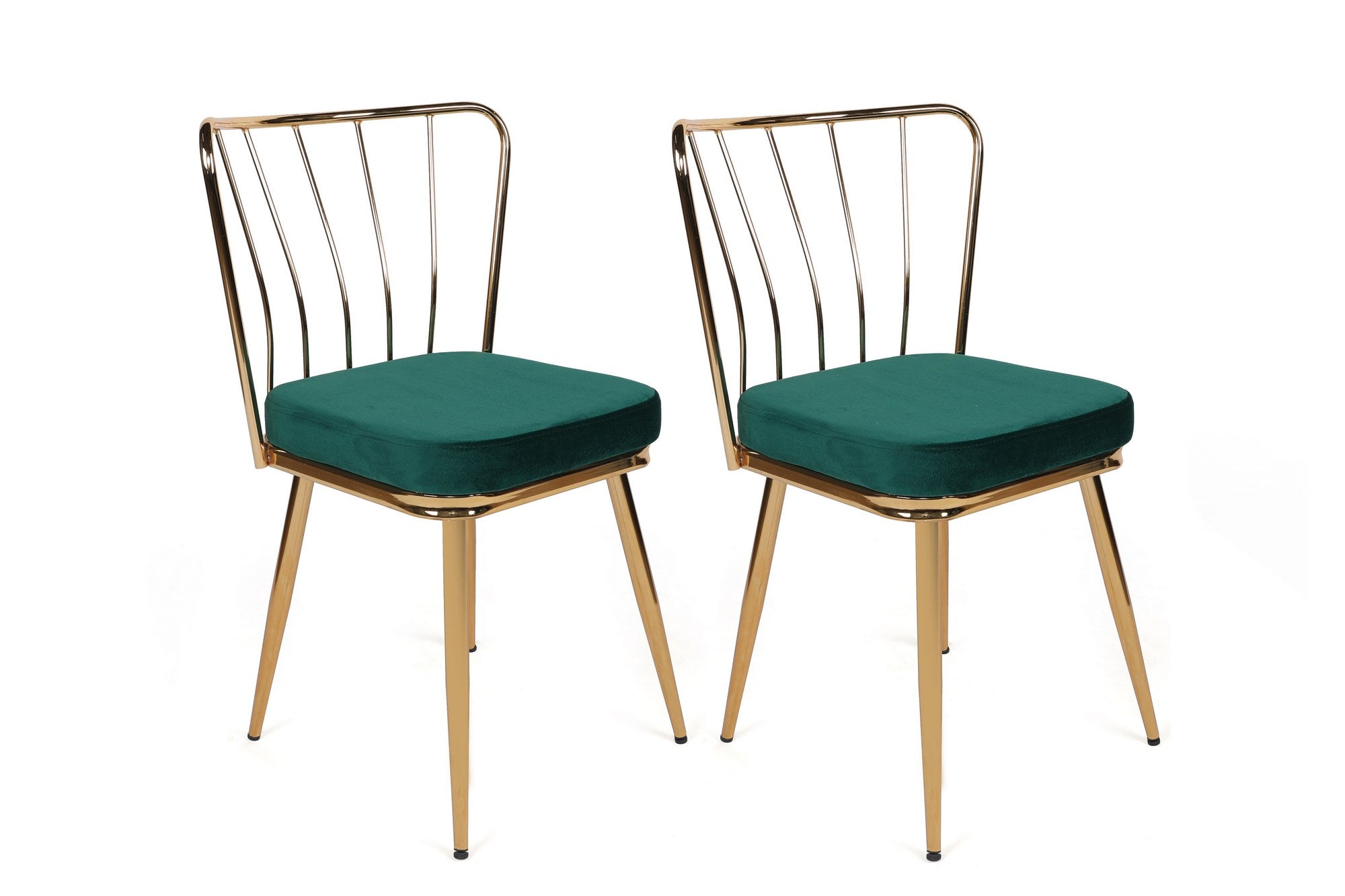 Set of 4 Yıldız 930 Velvet Dining Chairs in Green and Gold – product image 4