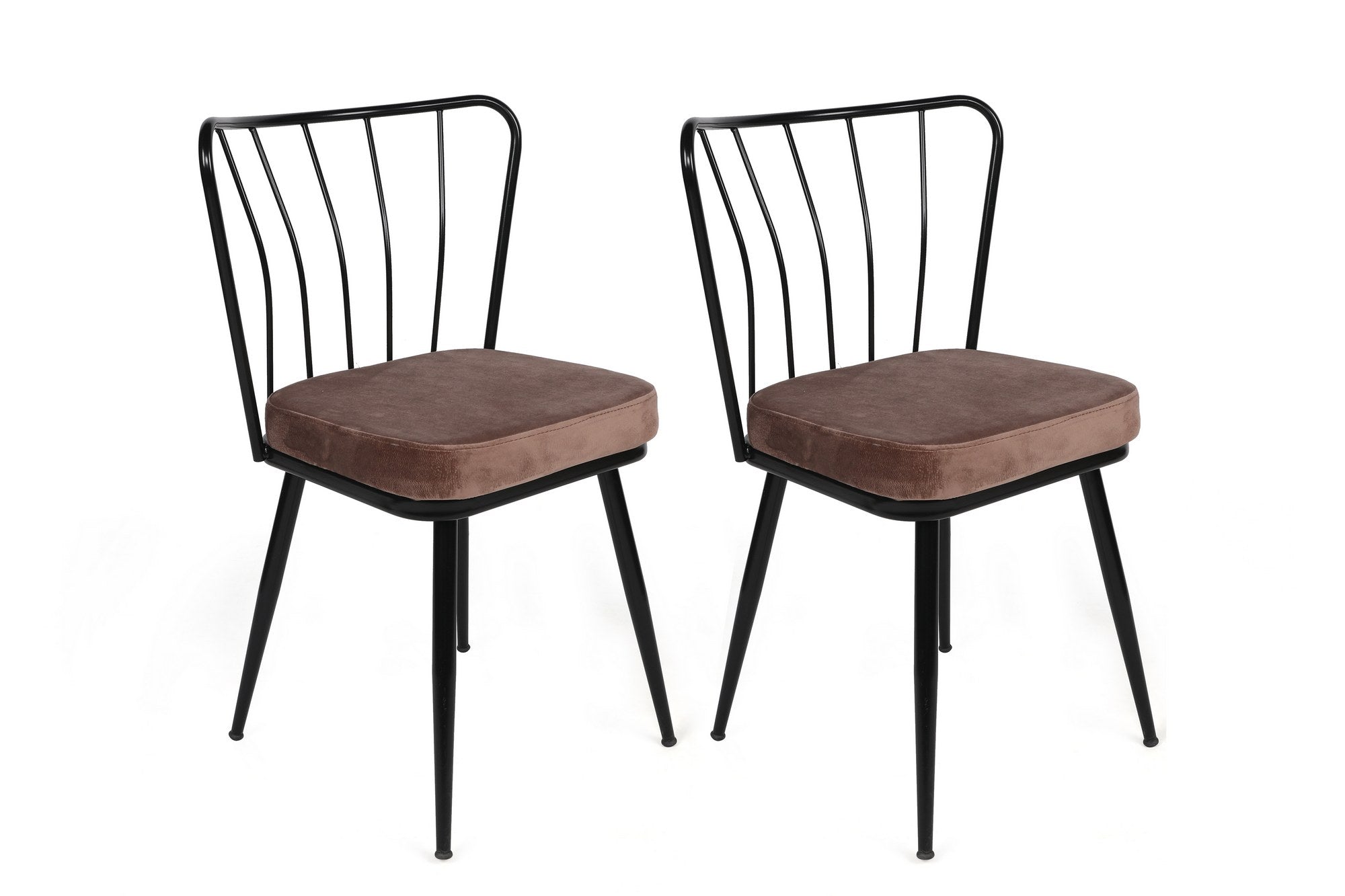 Set of 4 Yıldız 947 Velvet Dining Chairs in Light Brown and Black – product image 4