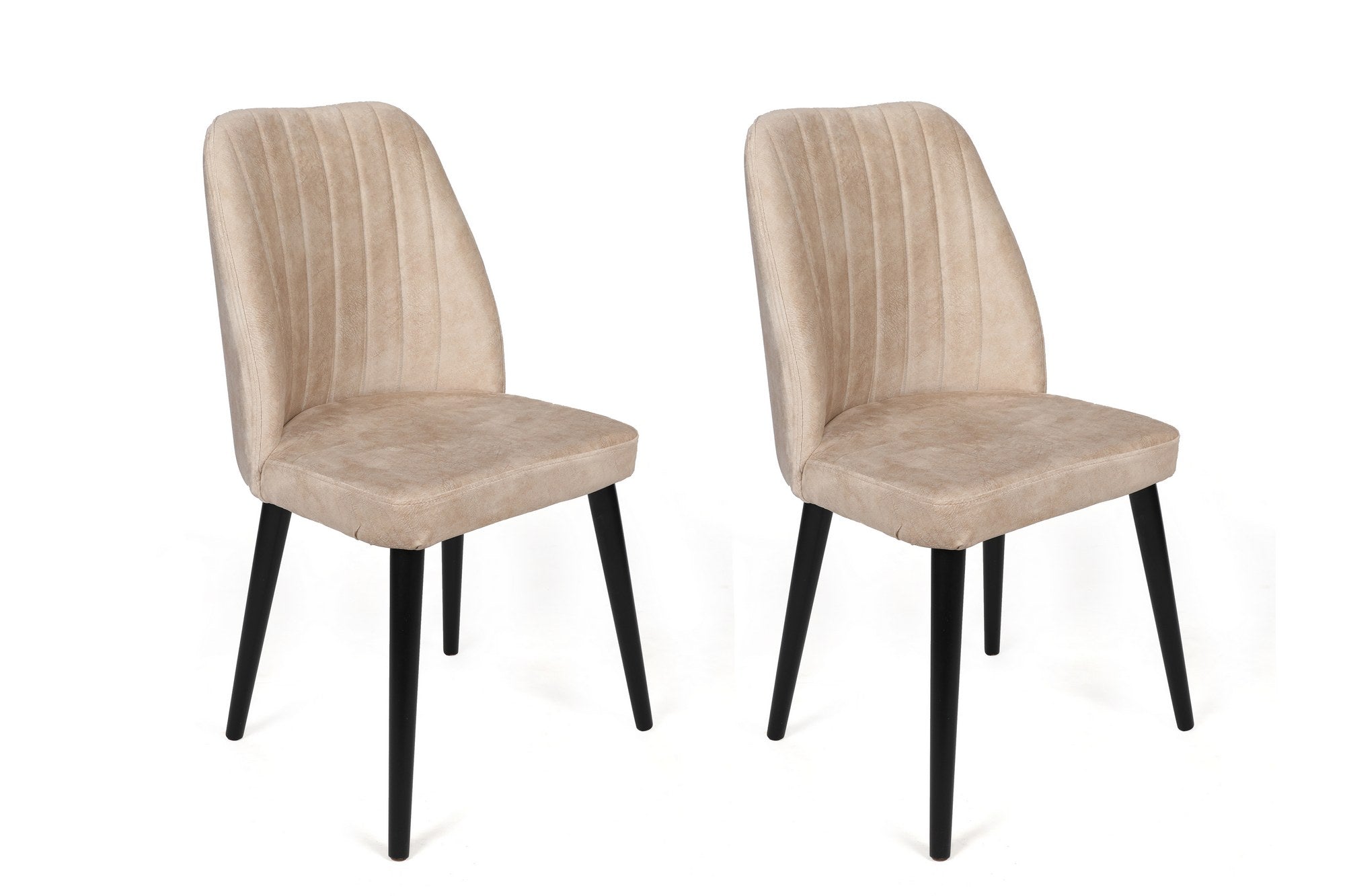 Lot de 2 chaises de salle à manger Alfa 434 en velours, crème et noir