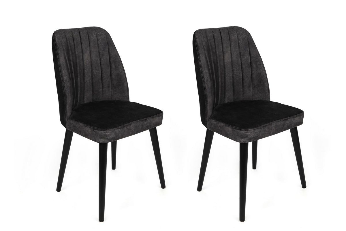 Set of 2 Alfa 437 Velvet Dining Chairs in Anthracite and Black – product image 1