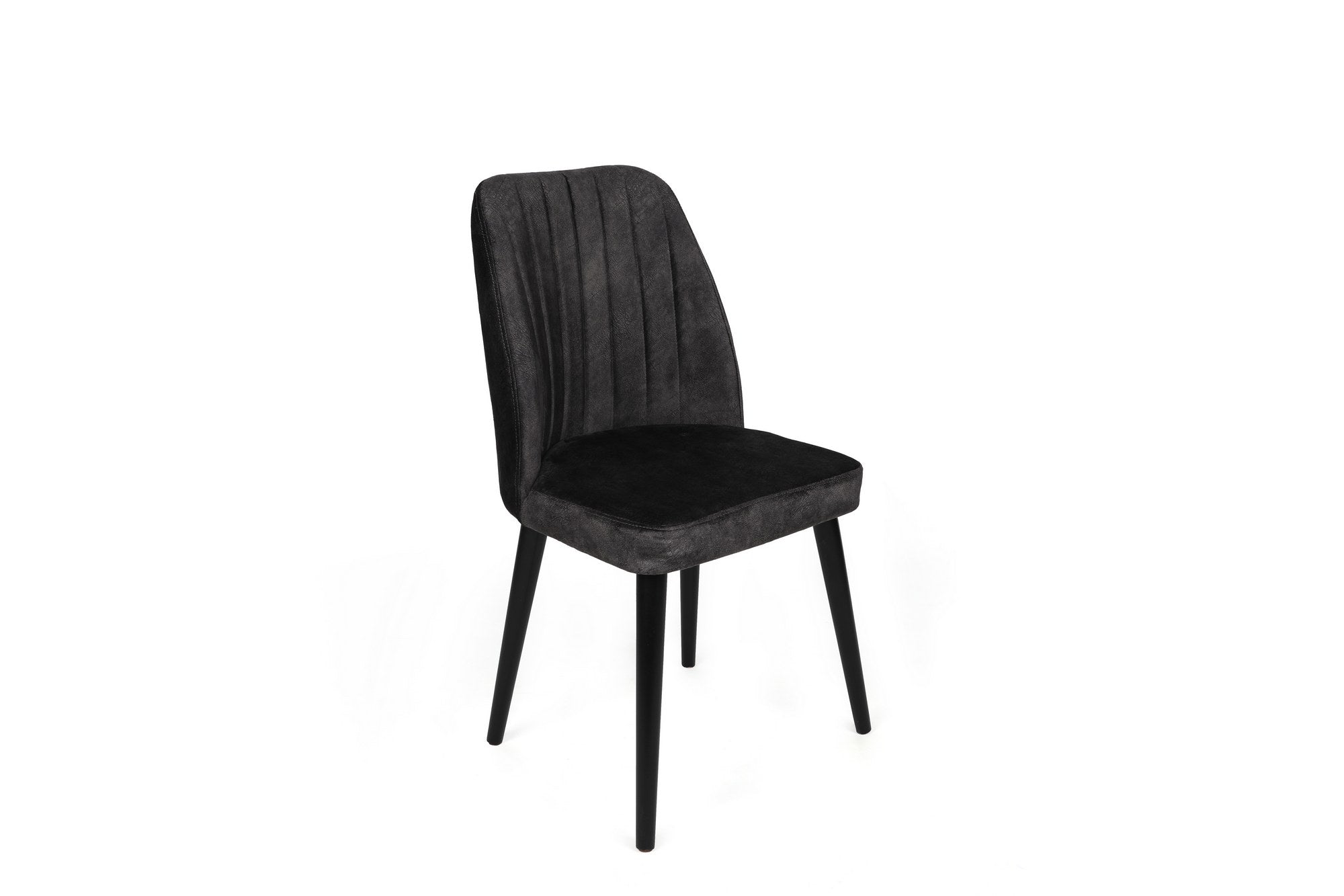 Set of 2 Alfa 437 Velvet Dining Chairs in Anthracite and Black – product image 3
