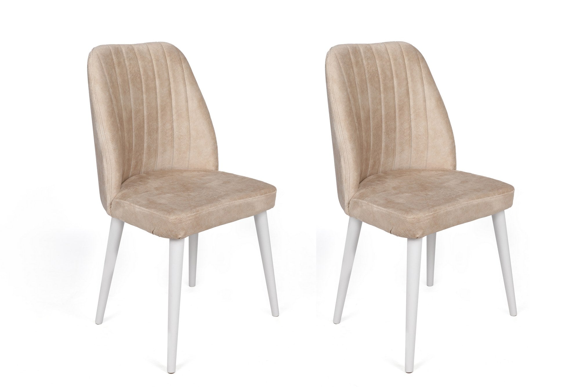 Set of 2 Alfa 494 Velvet Dining Chairs in Beige and White