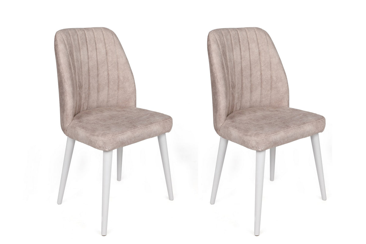 Set of 2 Alfa 495 Velvet Dining Chairs in Cream and White – product image 1