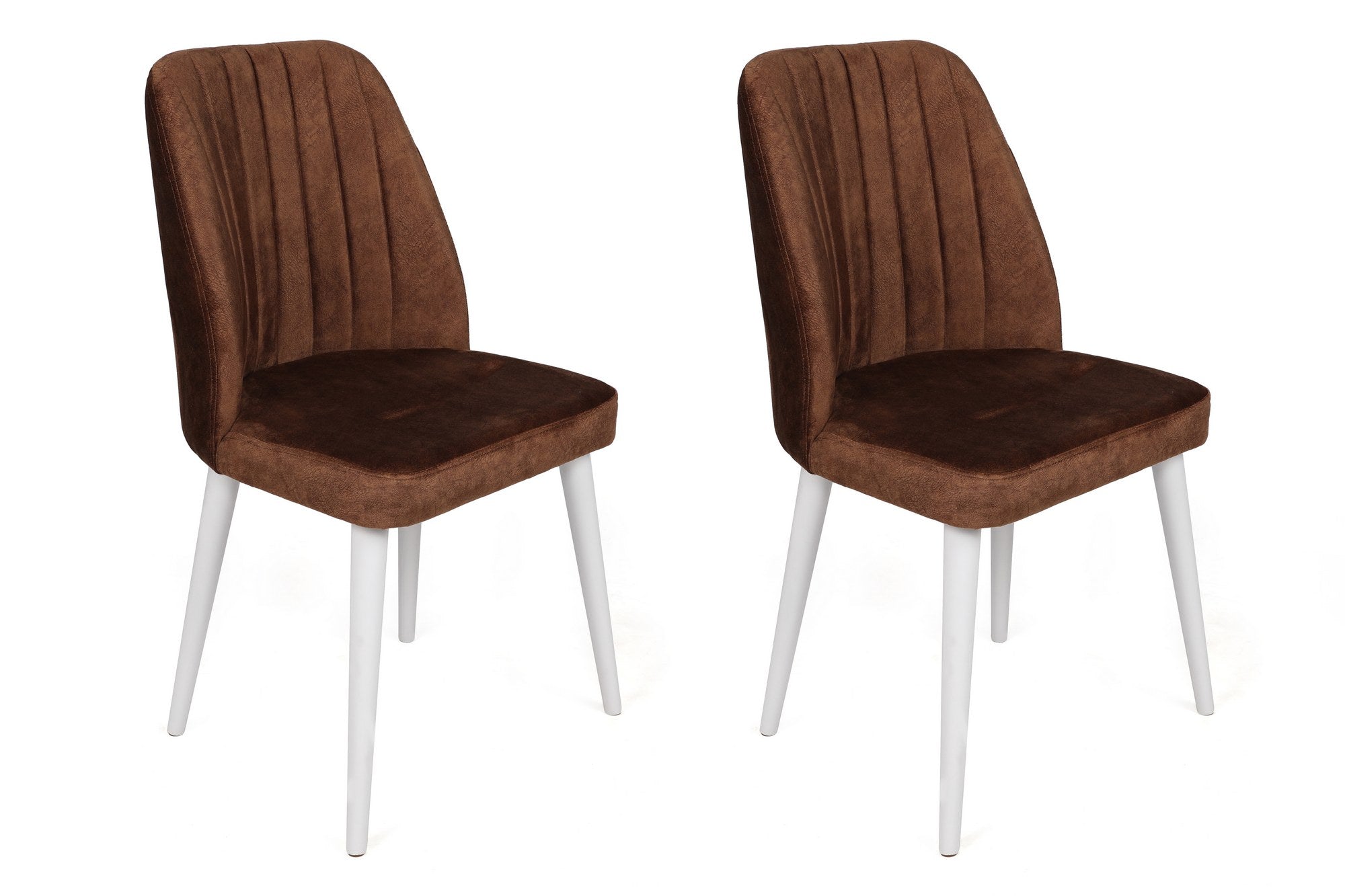 Set of 2 Alfa 496 Velvet Dining Chairs in Brown and White