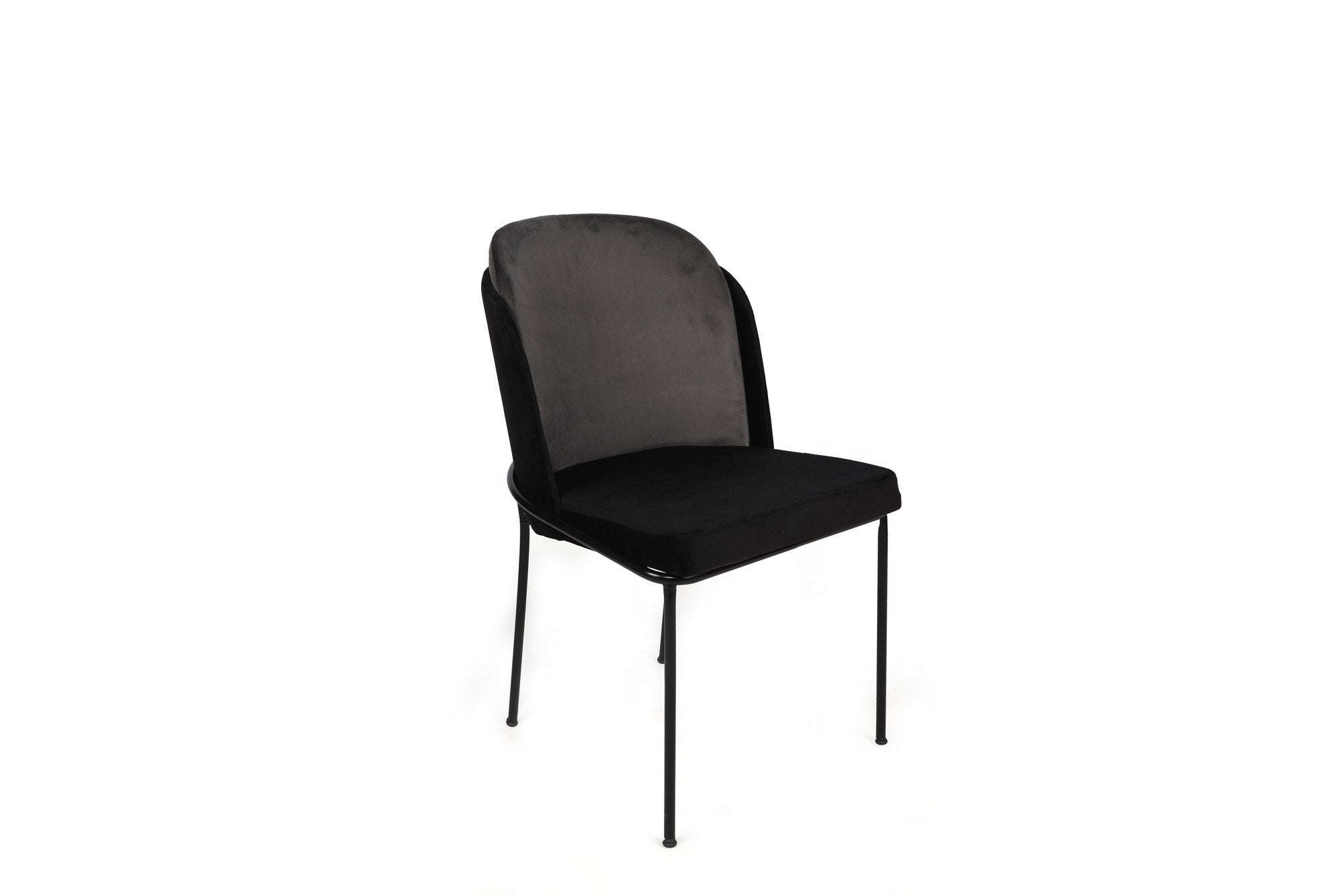 Set of 2 Dore 150 Velvet Dining Chairs in Grey and Black – product image 2