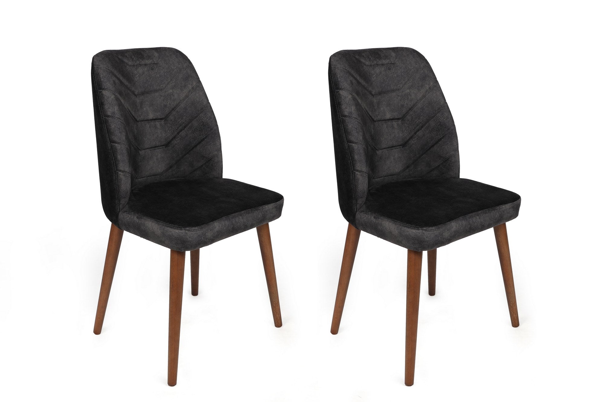 Set of 2 Dallas 557 Velvet Dining Chairs in Anthracite and Brown