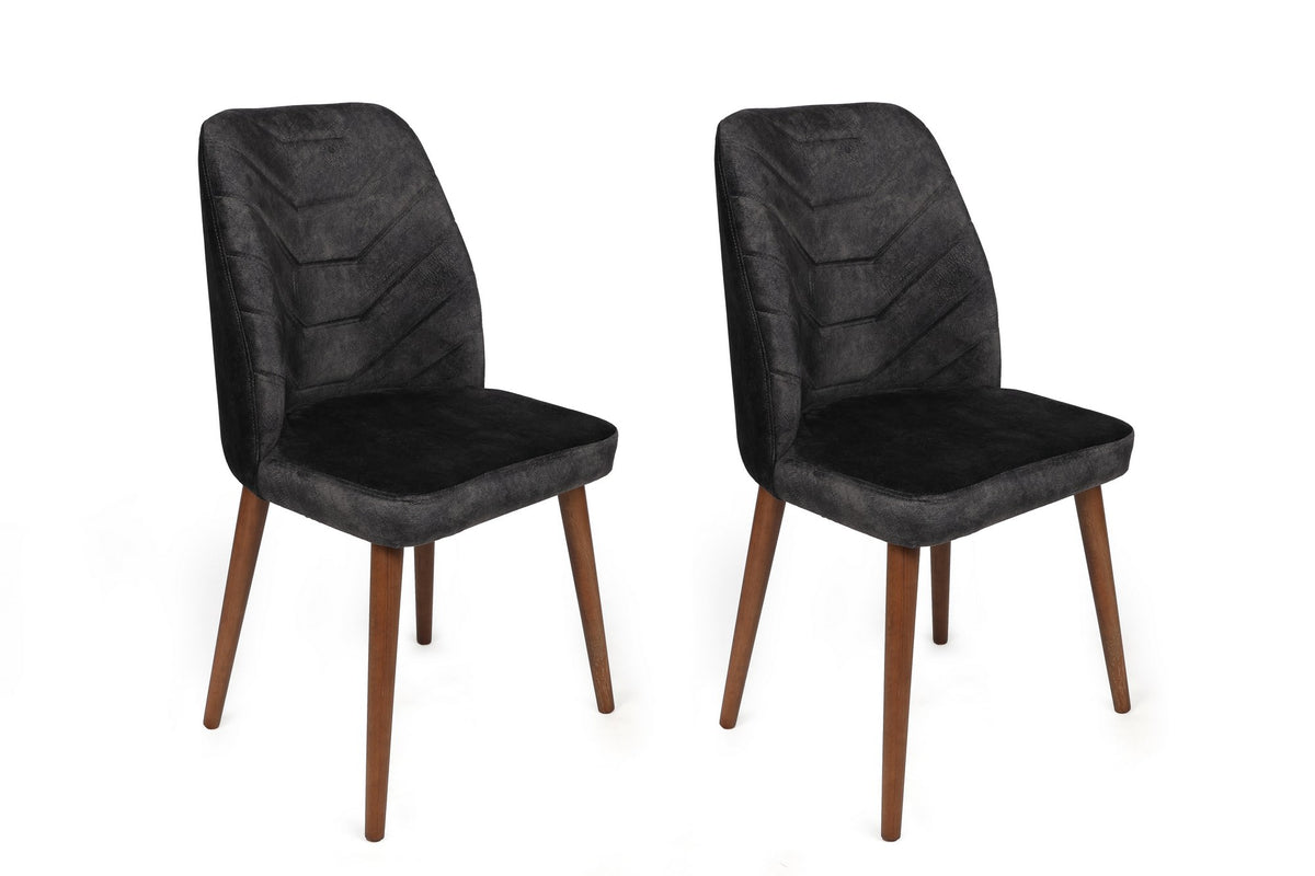 Set of 2 Dallas 557 Velvet Dining Chairs in Anthracite and Brown – product image 1