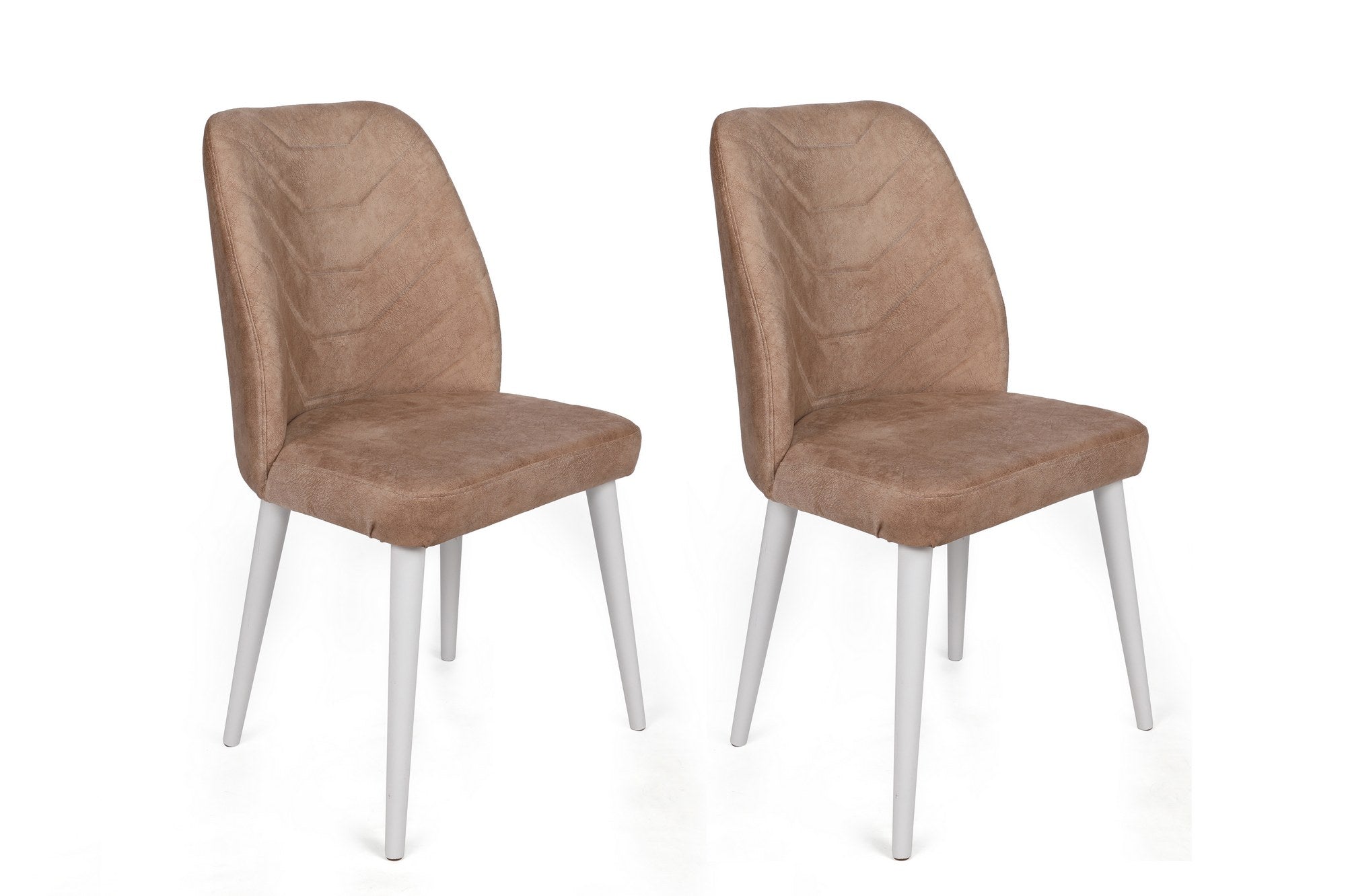 Set of 2 Dallas 583 Velvet Dining Chairs in Mink and White