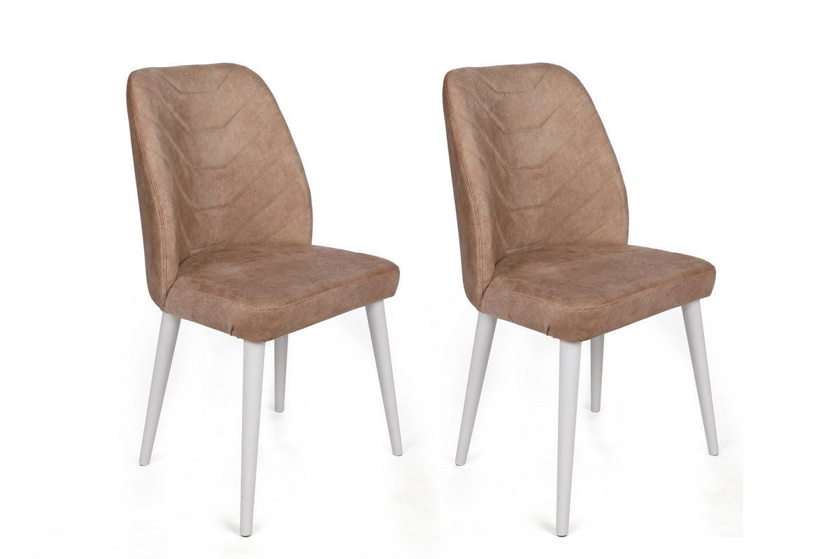 Set of 2 Dallas 583 Velvet Dining Chairs in Mink and White – product image 1