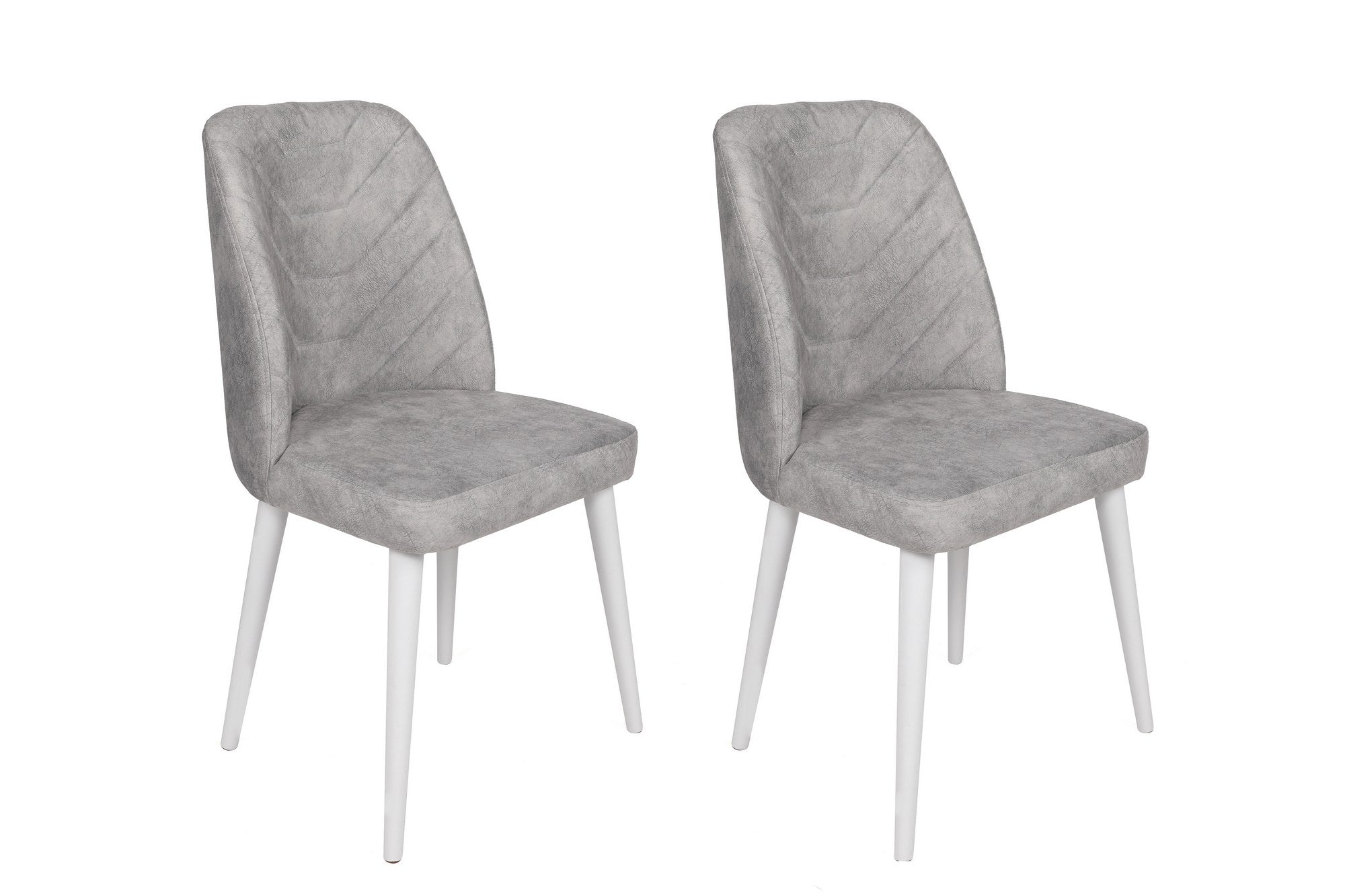 Set of 2 Dallas 584 Velvet Dining Chairs in Grey and White