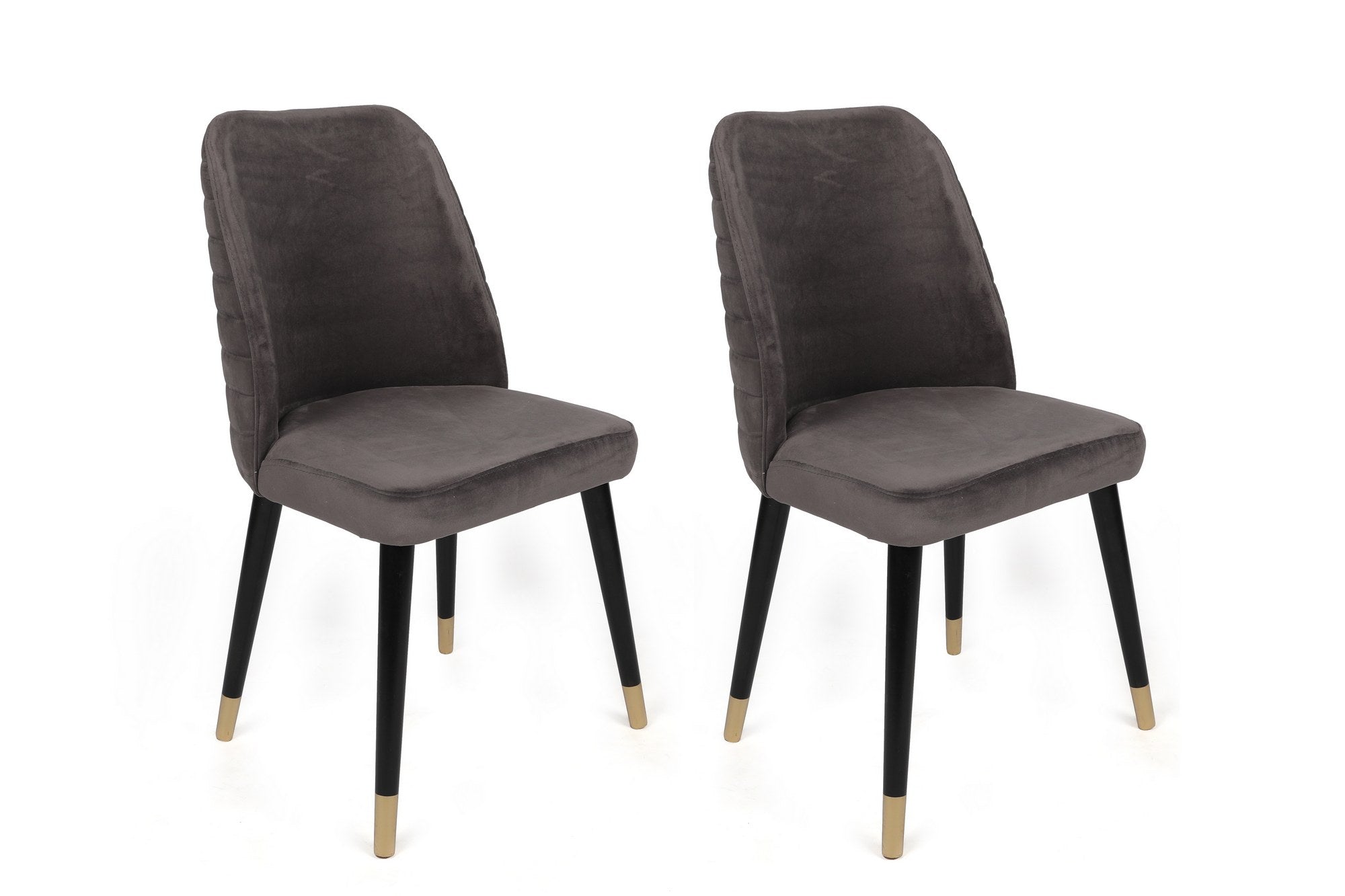 Set of 2 Hugo 361 Velvet Dining Chairs in Anthracite, Black and Gold