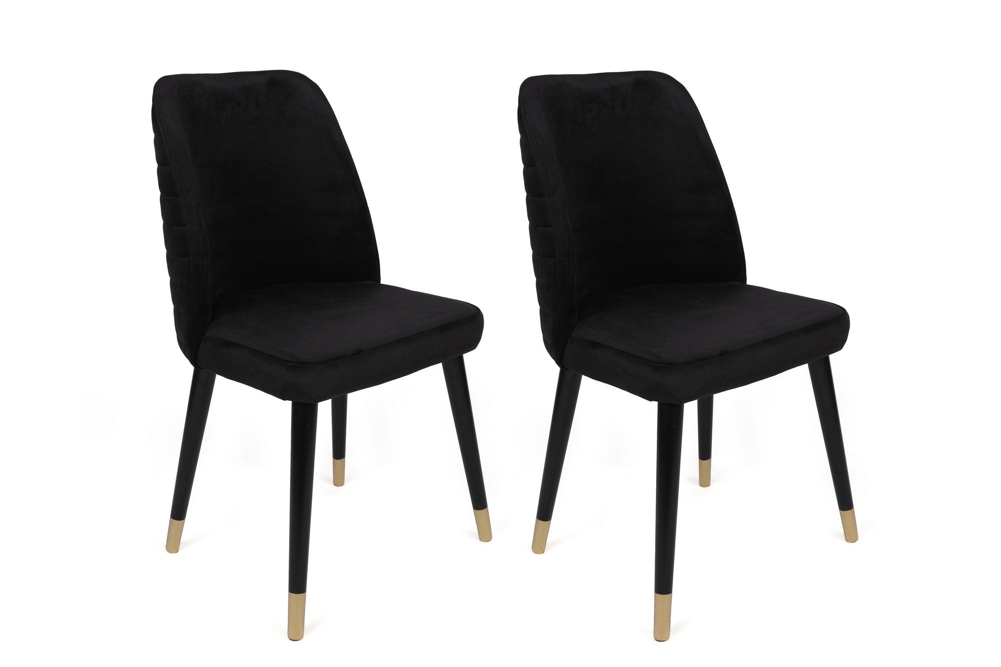 Set of 2 Hugo 366 Velvet Dining Chairs in Black and Gold