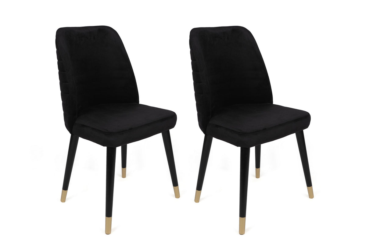 Set of 2 Hugo 366 Velvet Dining Chairs in Black and Gold – product image 1