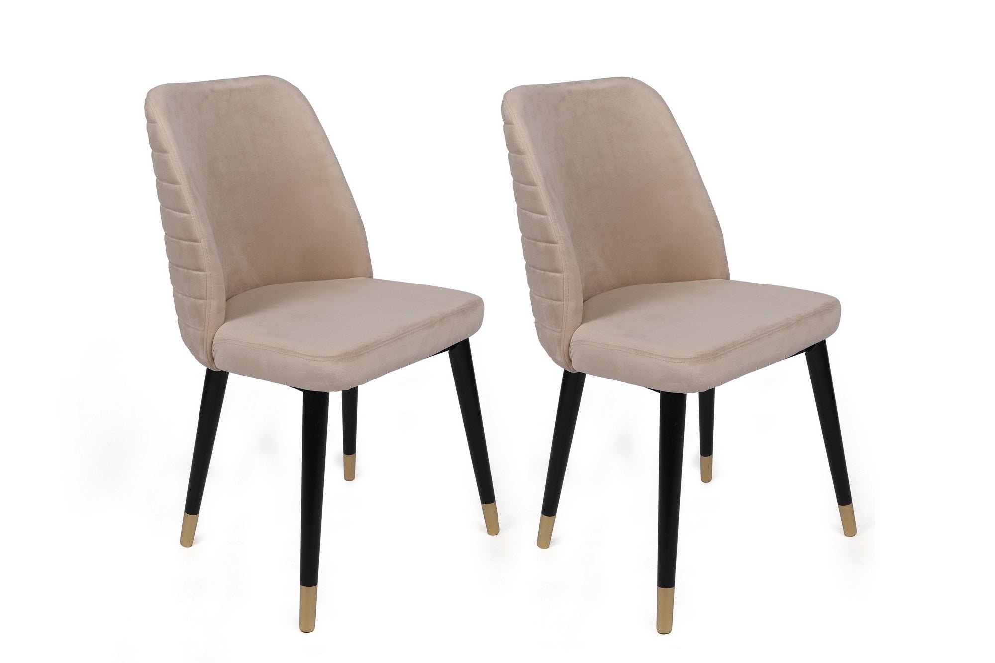 Set of 2 Hugo 367 Velvet Dining Chairs in Cream, Black and Gold
