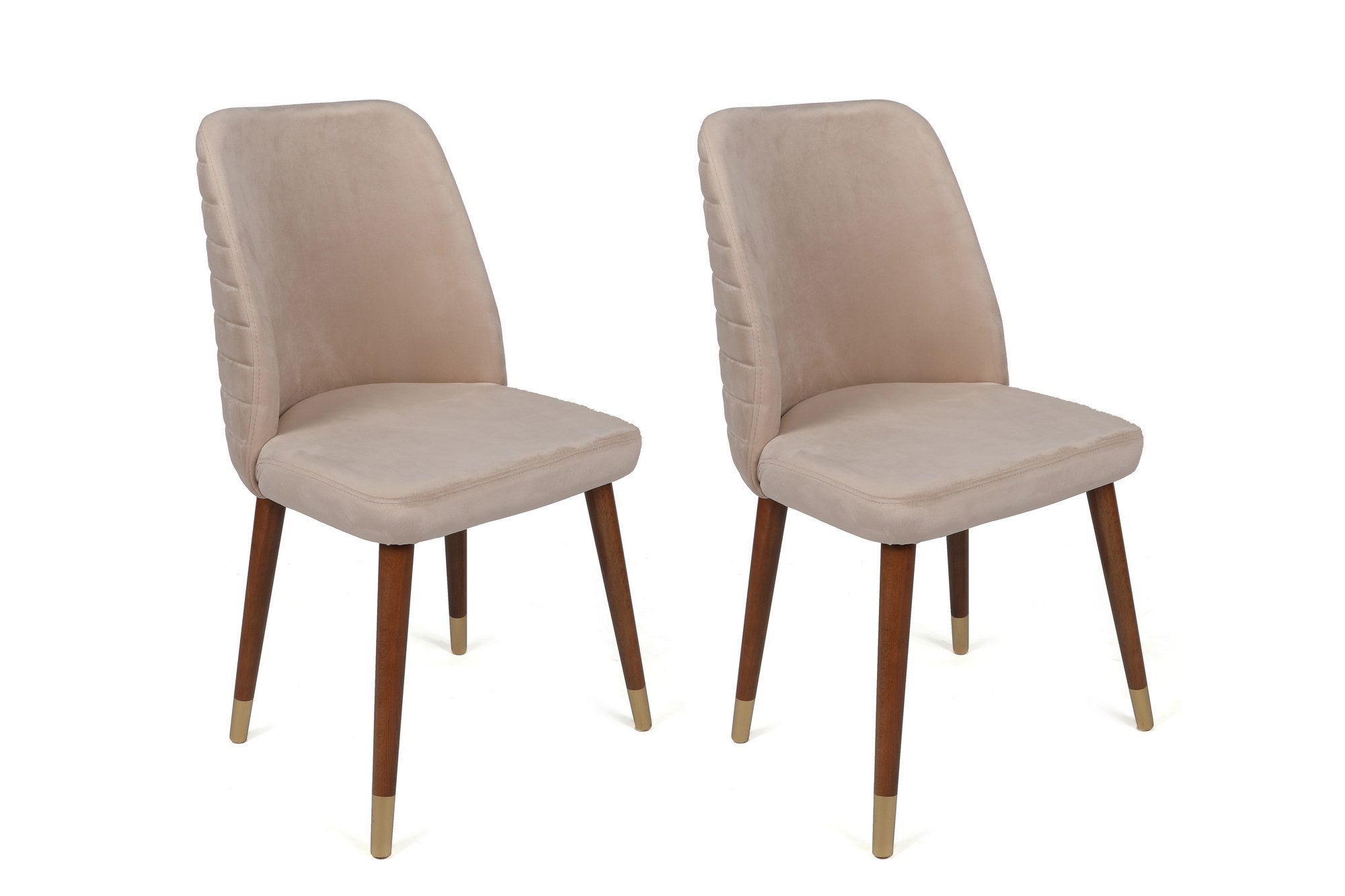 Set of 2 Hugo 387 Velvet Dining Chairs in Cream and Gold