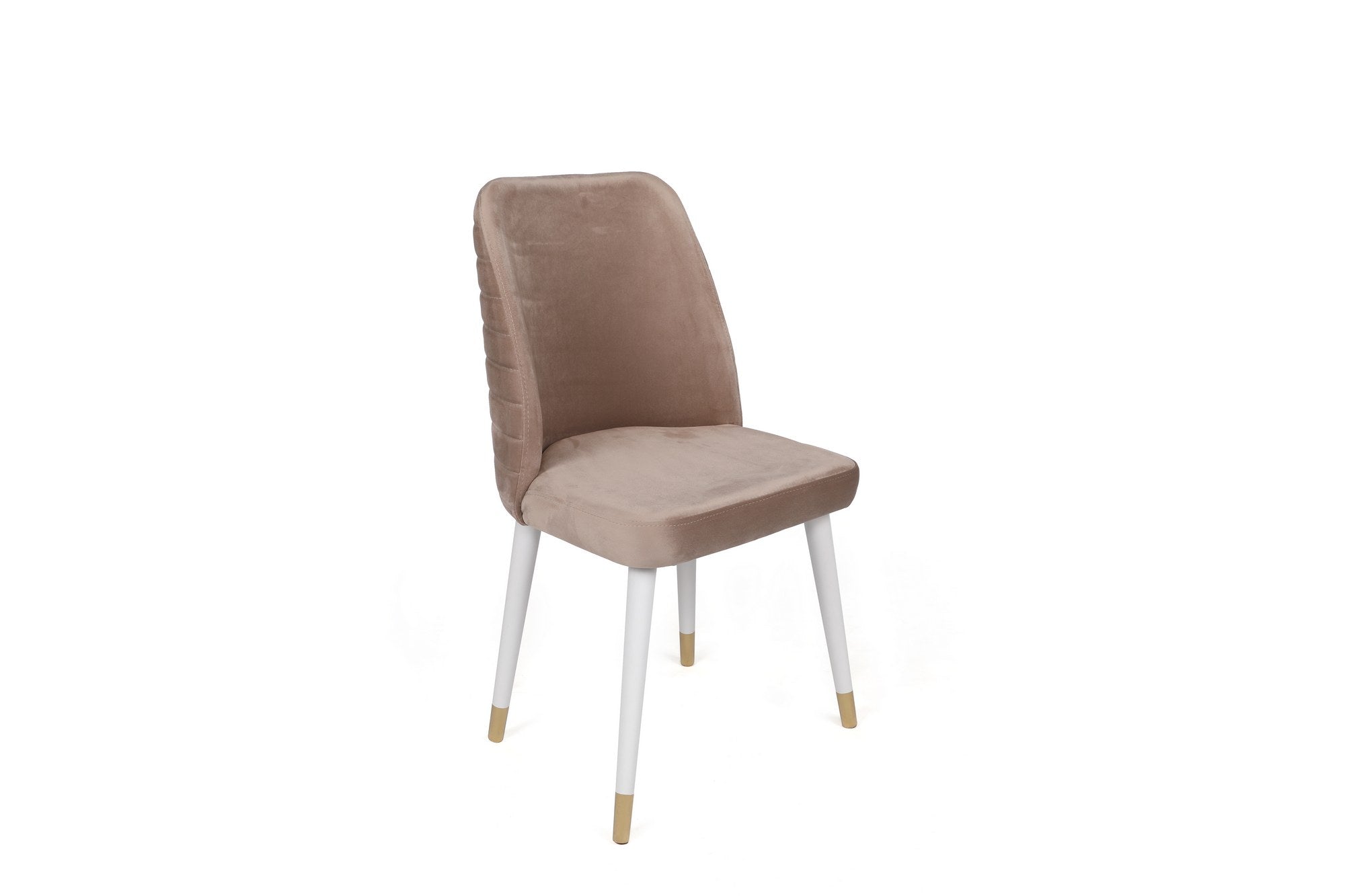 Set of 2 Hugo 404 Velvet Dining Chairs in Beige, White and Gold – product image 2