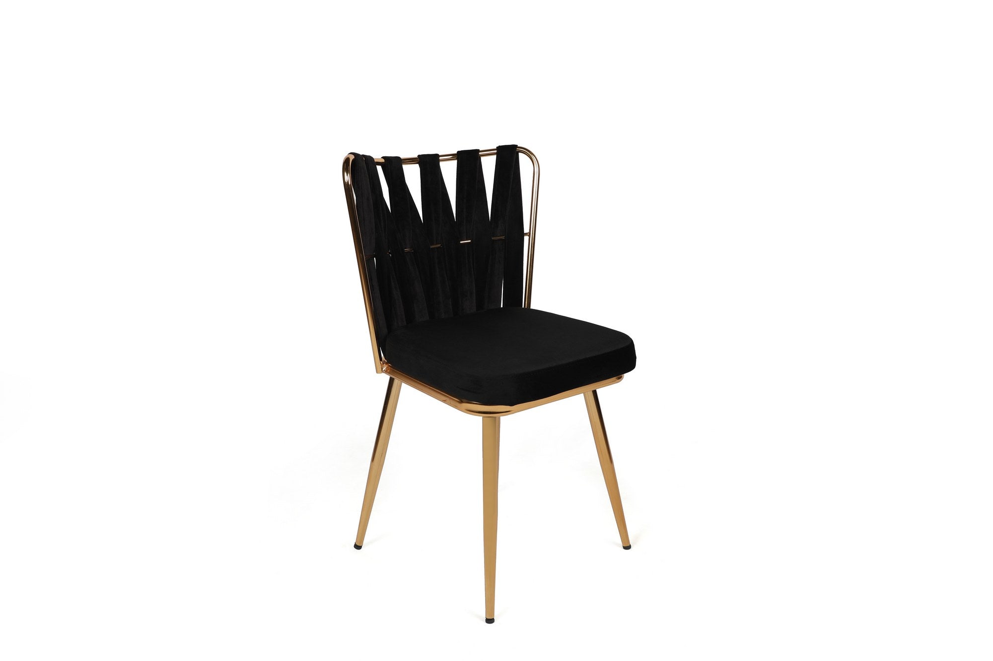 Set of 2 Kuşaklı 211 Velvet Dining Chairs in Black and Gold – product image 2