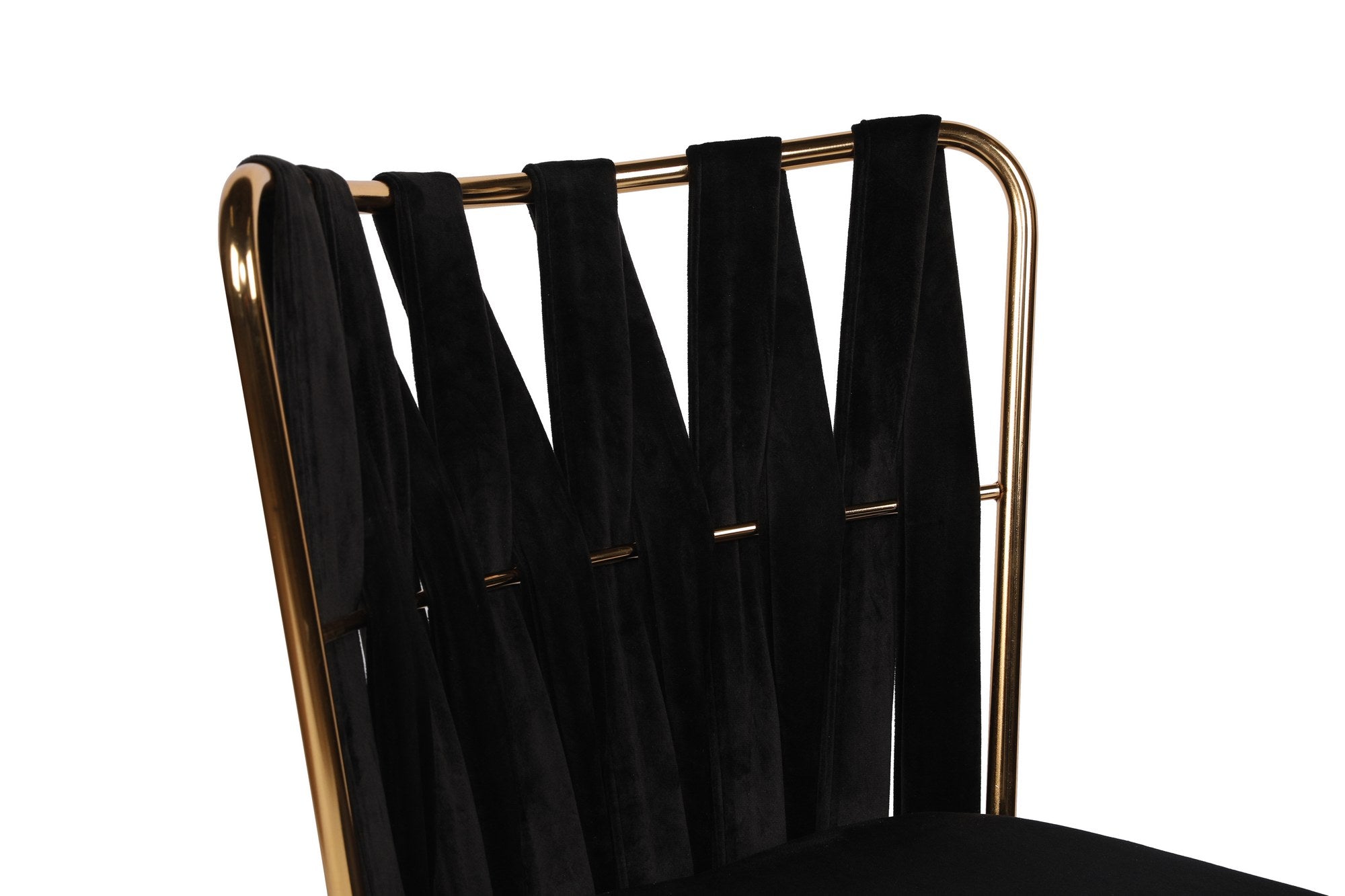 Set of 2 Kuşaklı 211 Velvet Dining Chairs in Black and Gold – product image 4