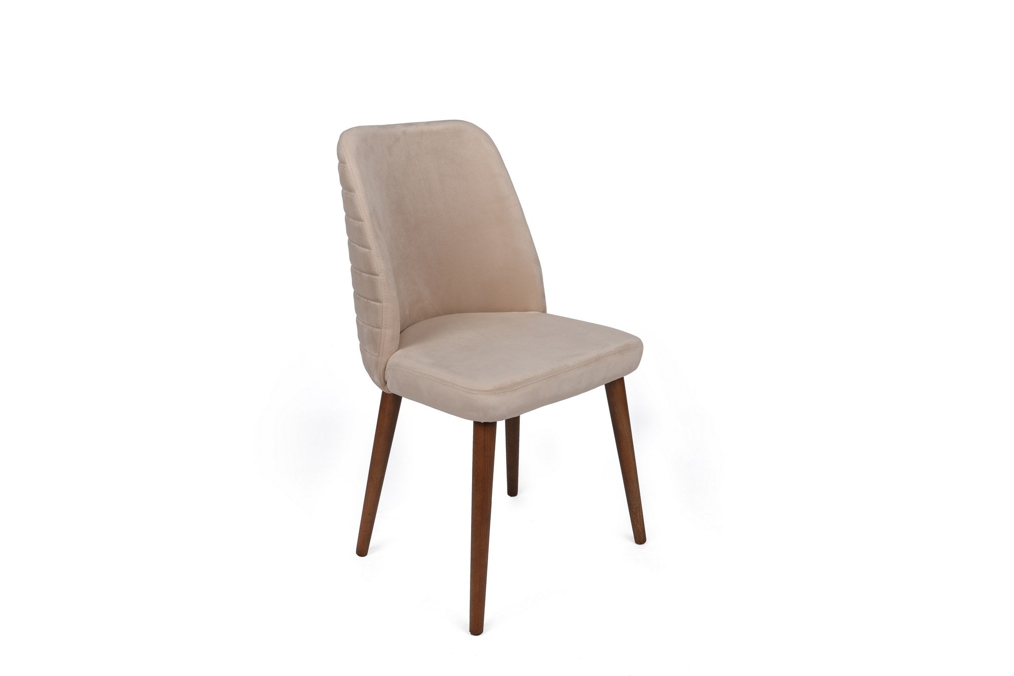 Set of 2 Tutku 346 Velvet Dining Chairs in Cream and Walnut – product image 2