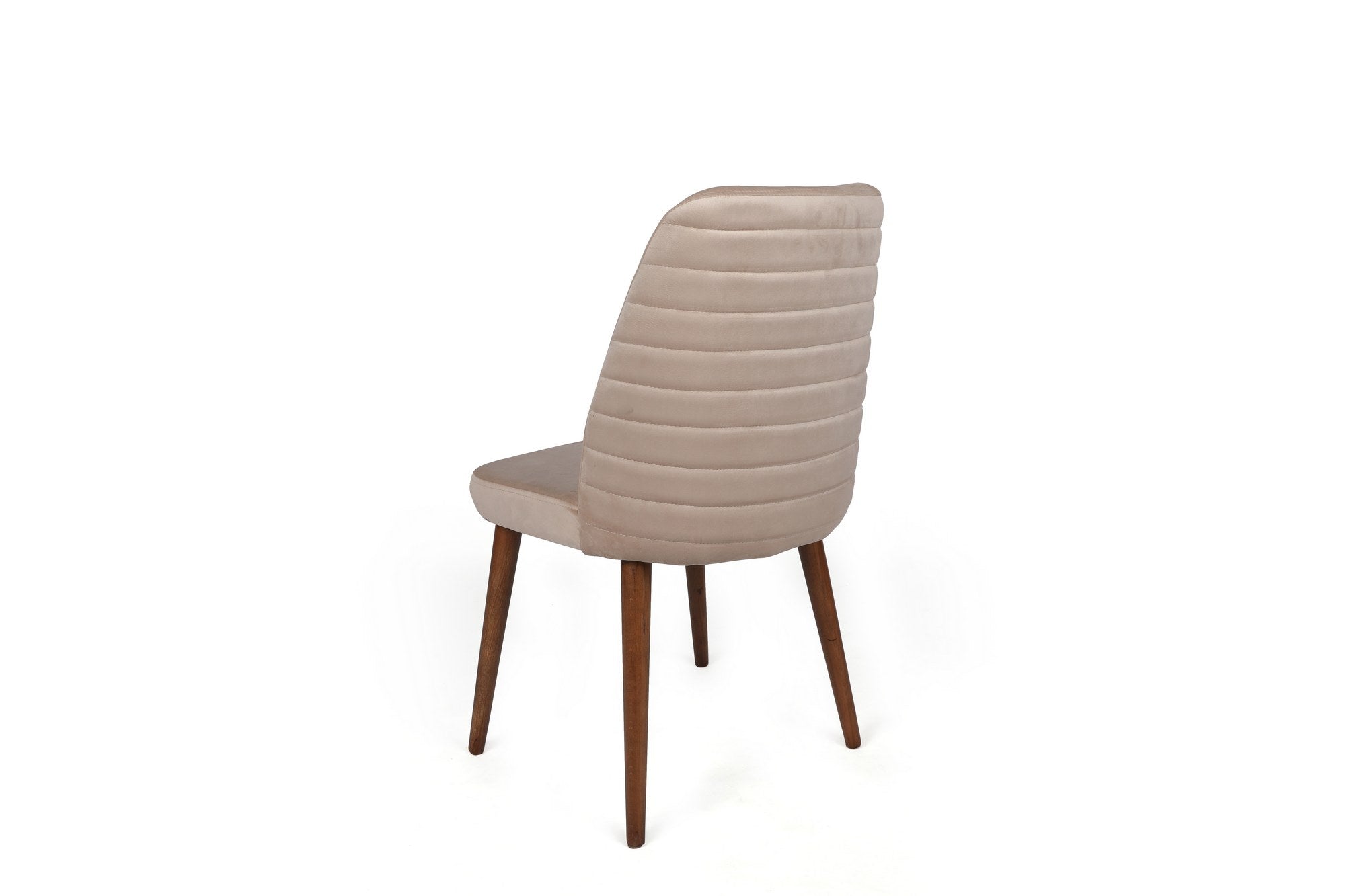 Set of 2 Tutku 346 Velvet Dining Chairs in Cream and Walnut – product image 3