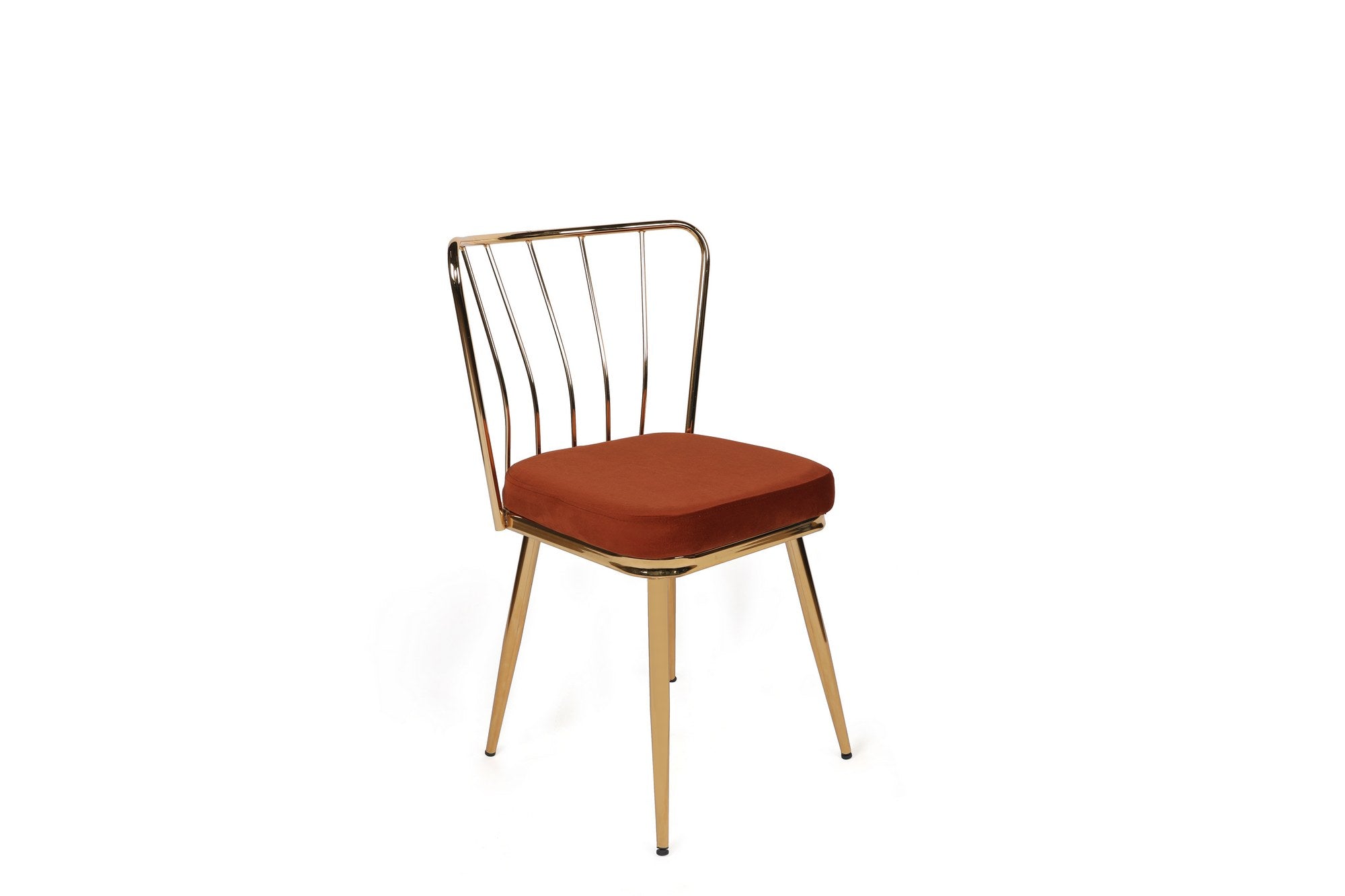 Set of 2 Yıldız 925 Velvet Dining Chairs in Tile Red and Gold – product image 2