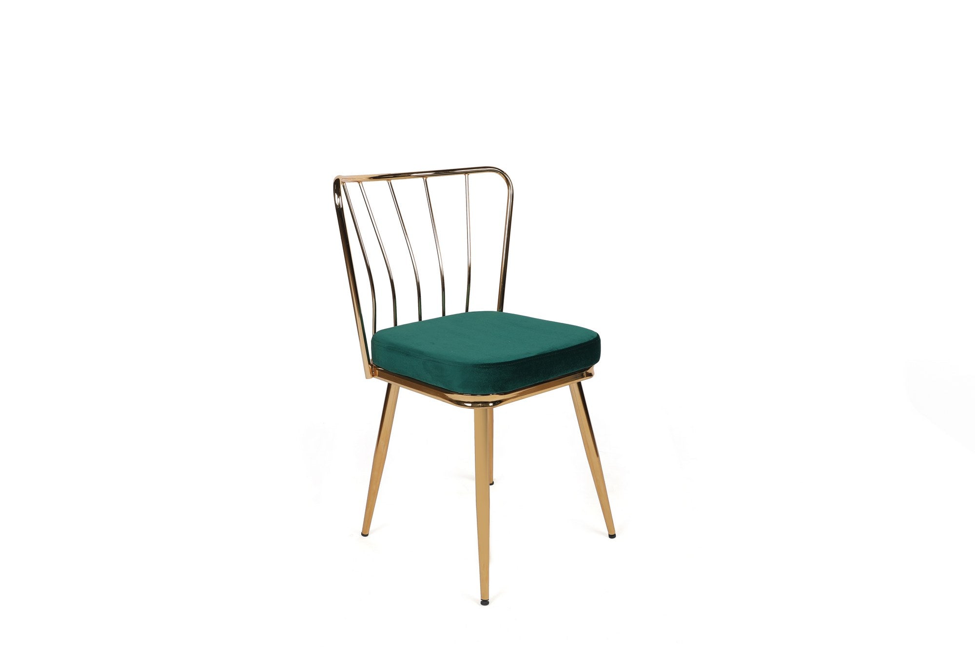 Set of 2 Yıldız 930 Velvet Dining Chairs in Green and Gold – product image 2