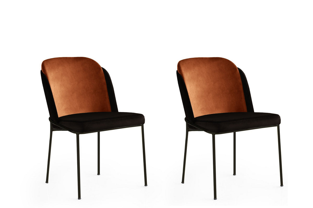 Set of 2 DR 147 Velvet Dining Chairs in Tile Red and Black – product image 1