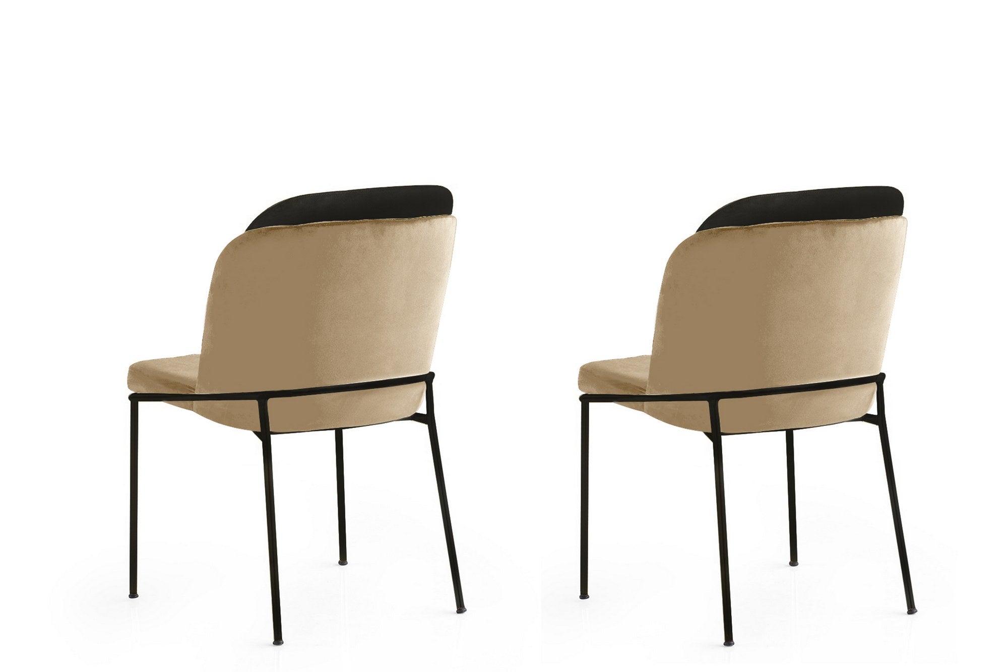 Set of 2 DR 145 Velvet Dining Chairs in Black and Cream – product image 2