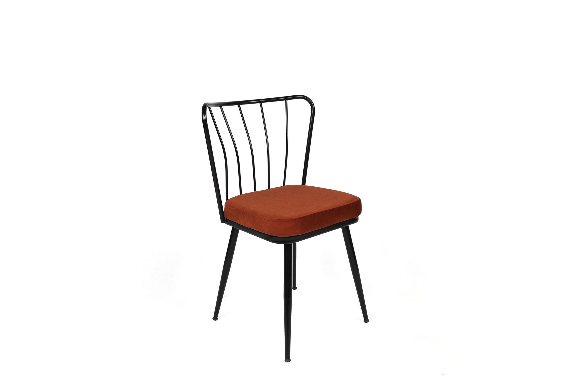 Set of 2 Yıldız 945 Velvet Dining Chairs in Tile Red and Black – product image 2