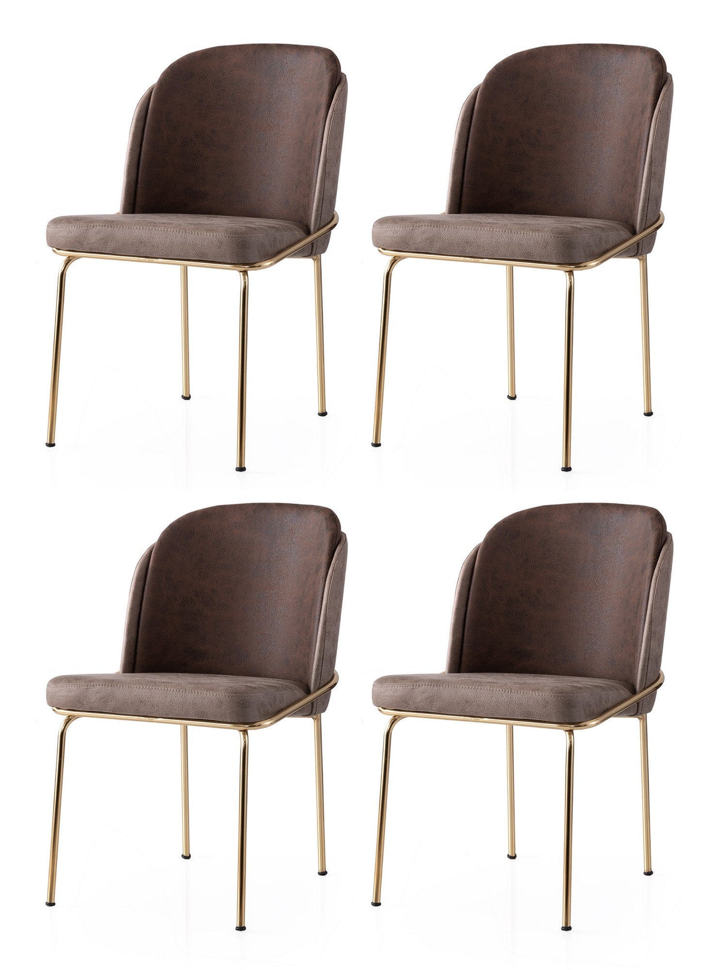 Set of 4 Dore 127 Dining Chairs in Gold and Brown