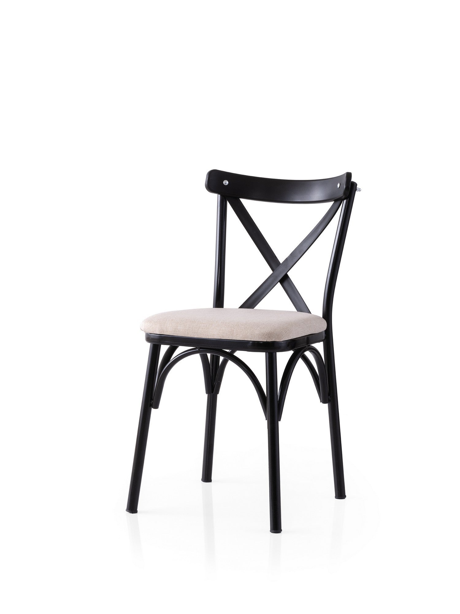 Set of 2 Ekol 285 Linen Dining Chairs in Black and Cream – product image 2
