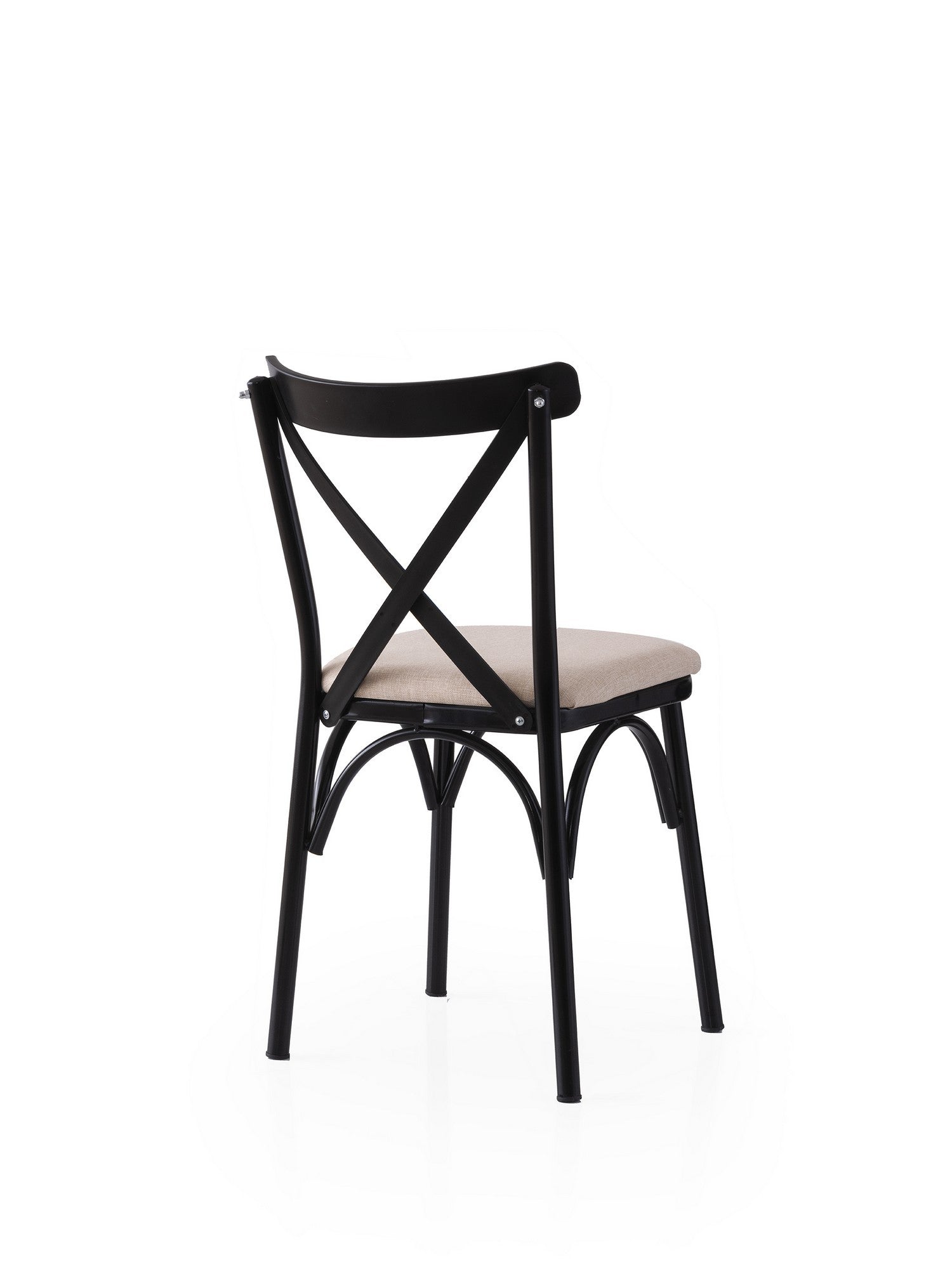Set of 2 Ekol 285 Linen Dining Chairs in Black and Cream – product image 3