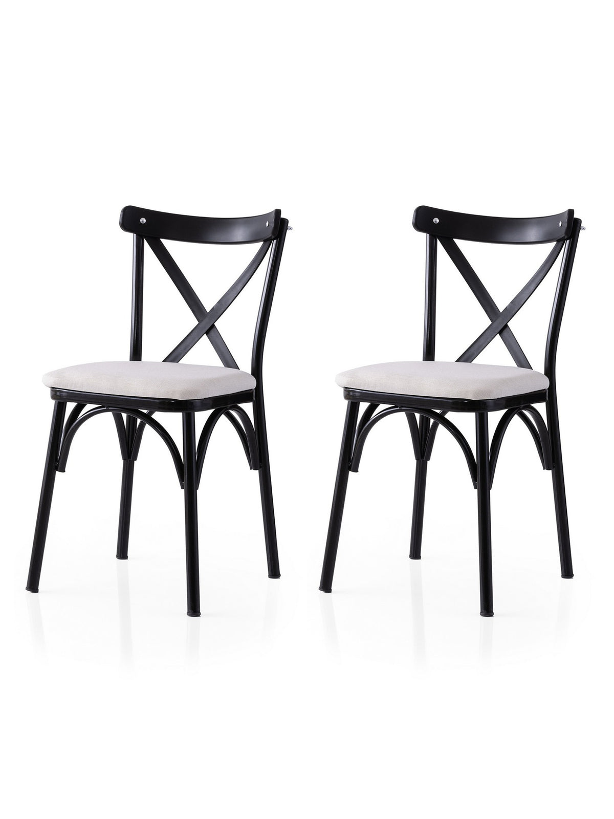 Set of 2 Ekol 286 Linen Dining Chairs in Black and White – product image 1