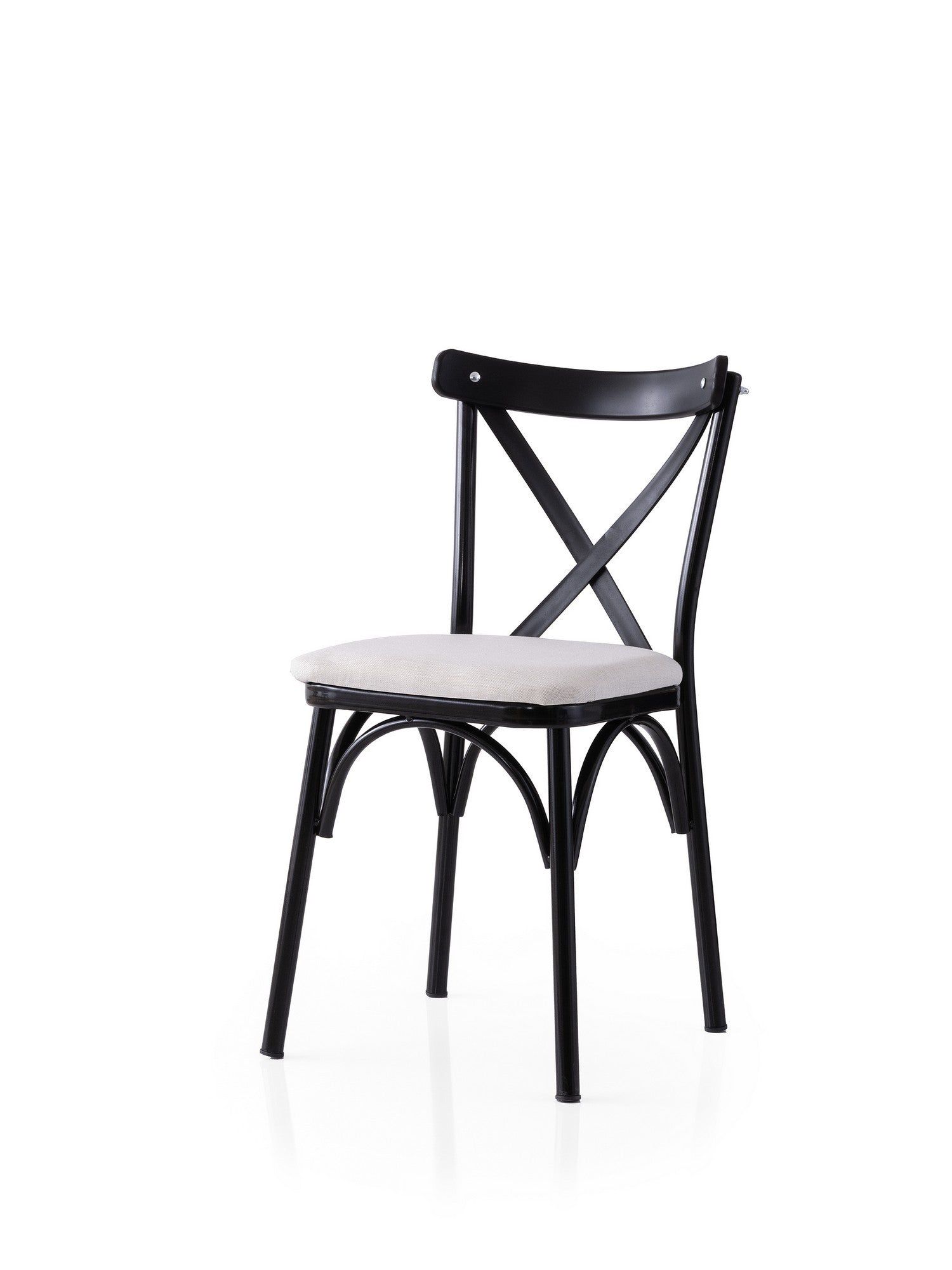 Set of 2 Ekol 286 Linen Dining Chairs in Black and White – product image 2