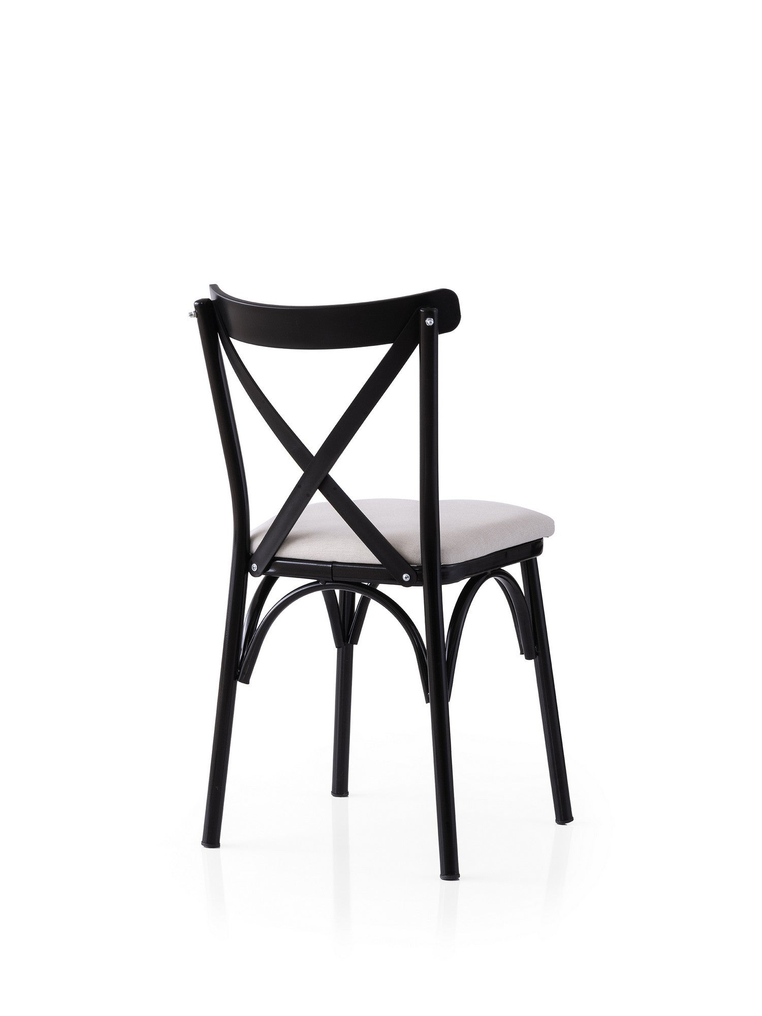 Set of 2 Ekol 286 Linen Dining Chairs in Black and White – product image 3