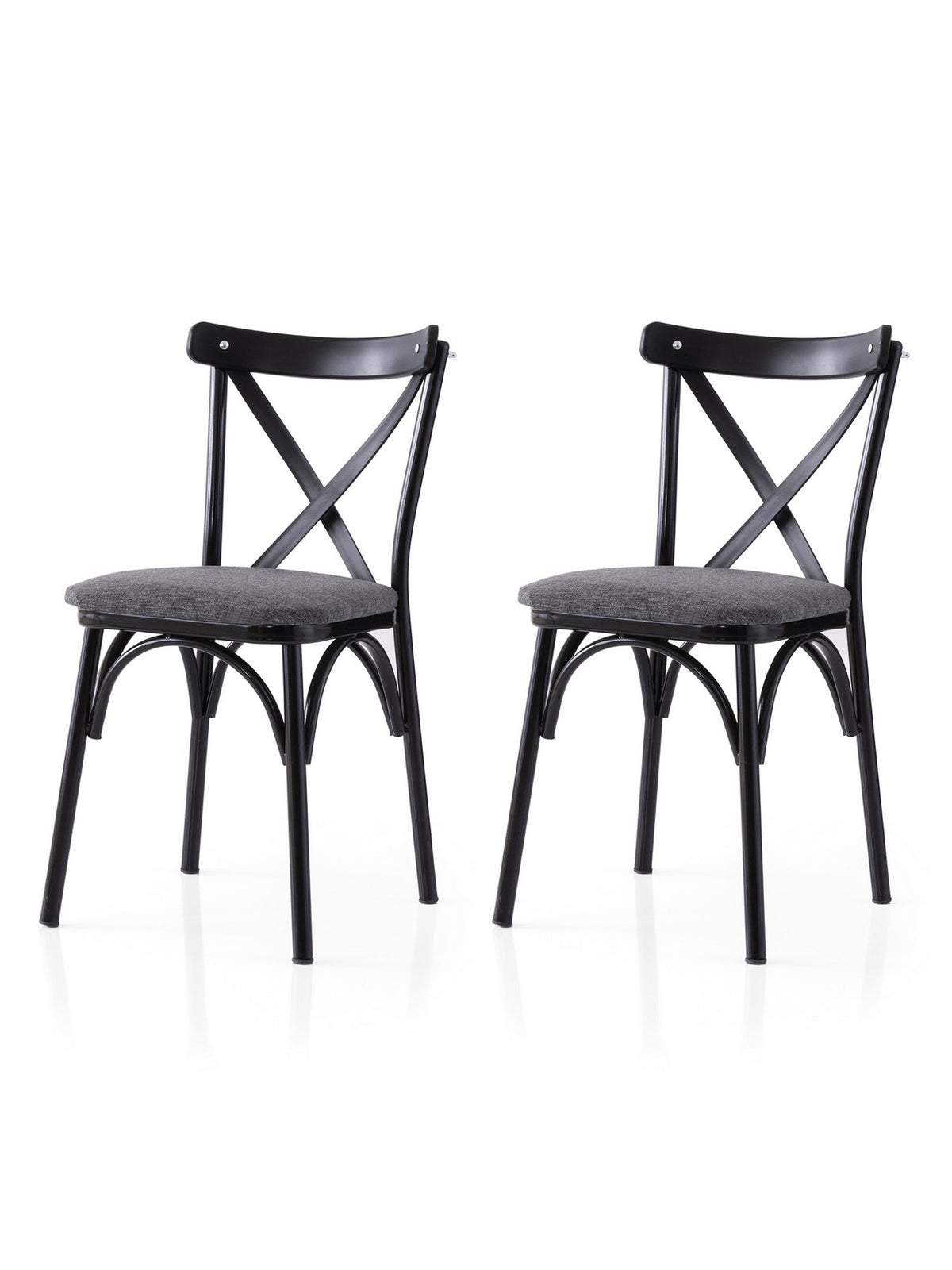 Set of 2 Ekol 288 Linen Dining Chairs in Black and Anthracite – product image 1
