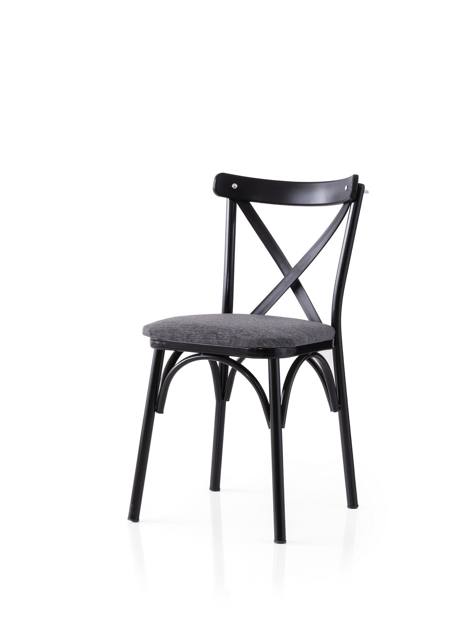 Set of 2 Ekol 288 Linen Dining Chairs in Black and Anthracite – product image 2