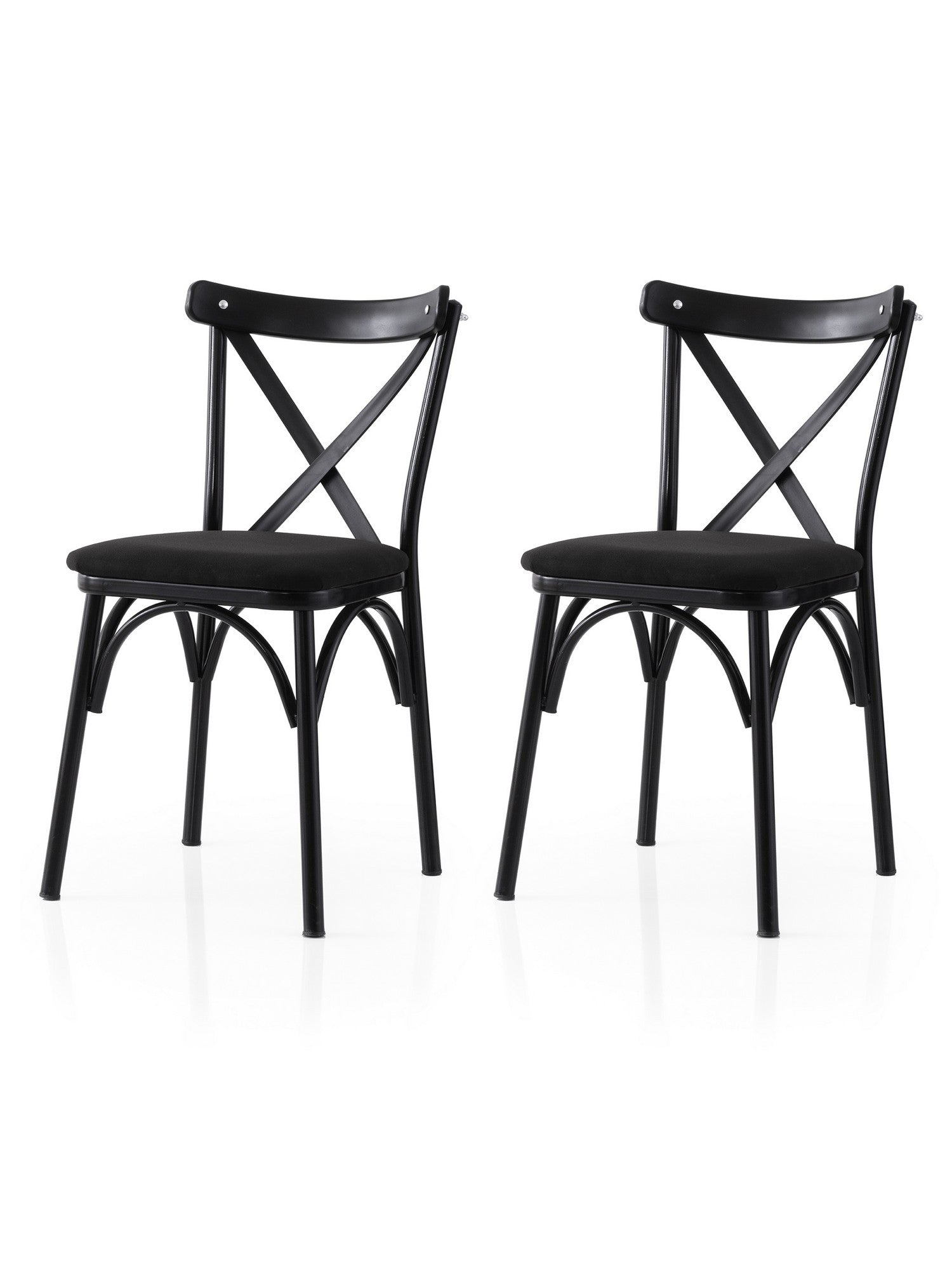 Set of 2 Ekol 290 Linen Dining Chairs in Black